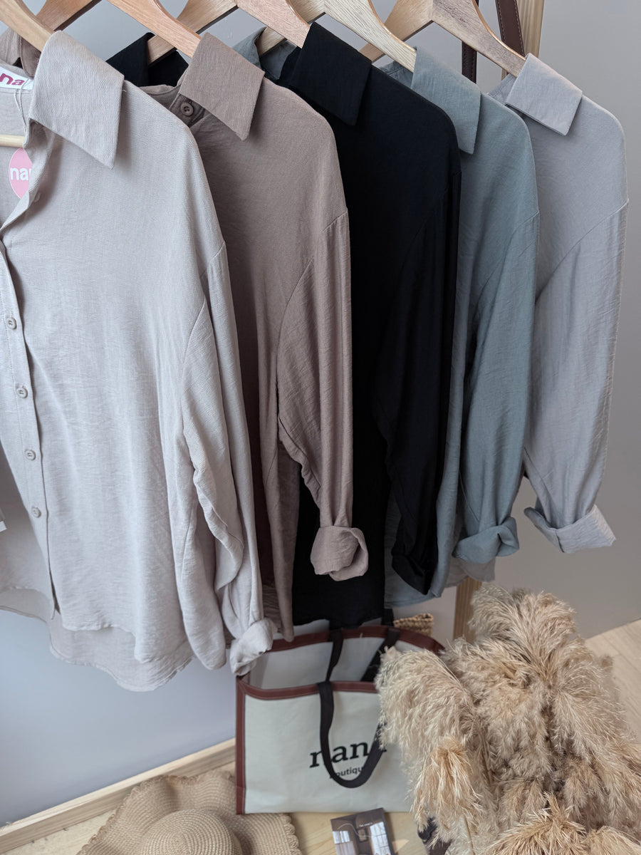 单色软软棉麻衬衫