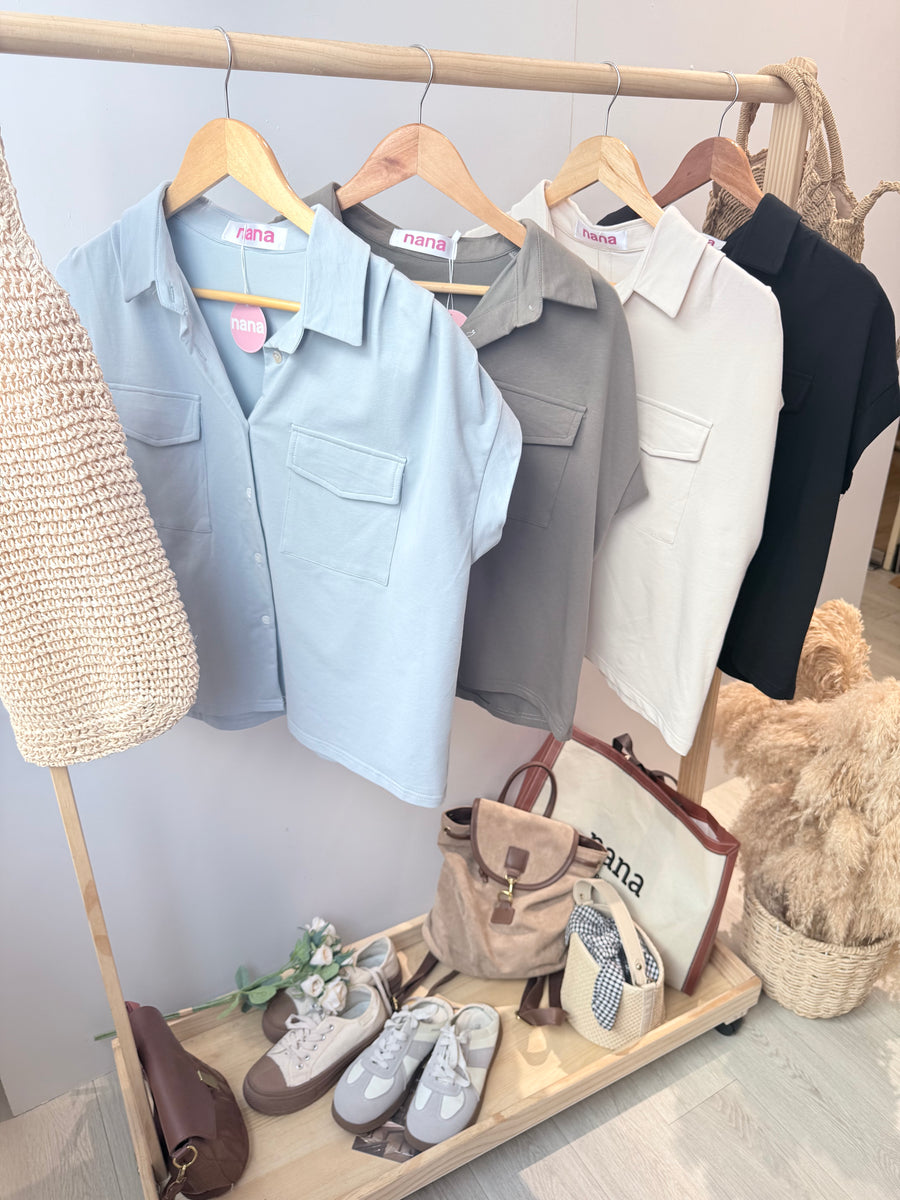 简约棉质短衬衫