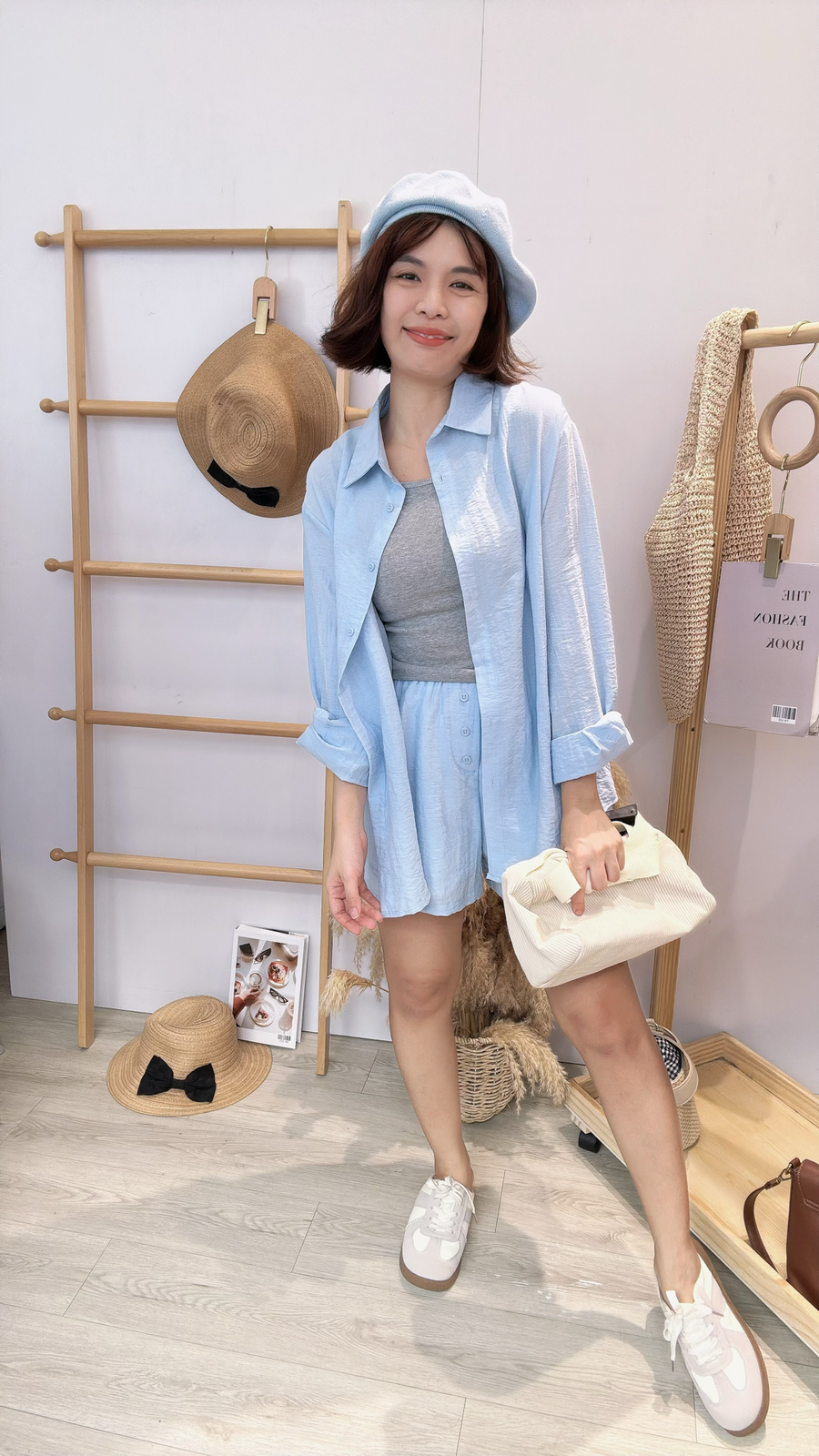 三件套软麻短裤套装