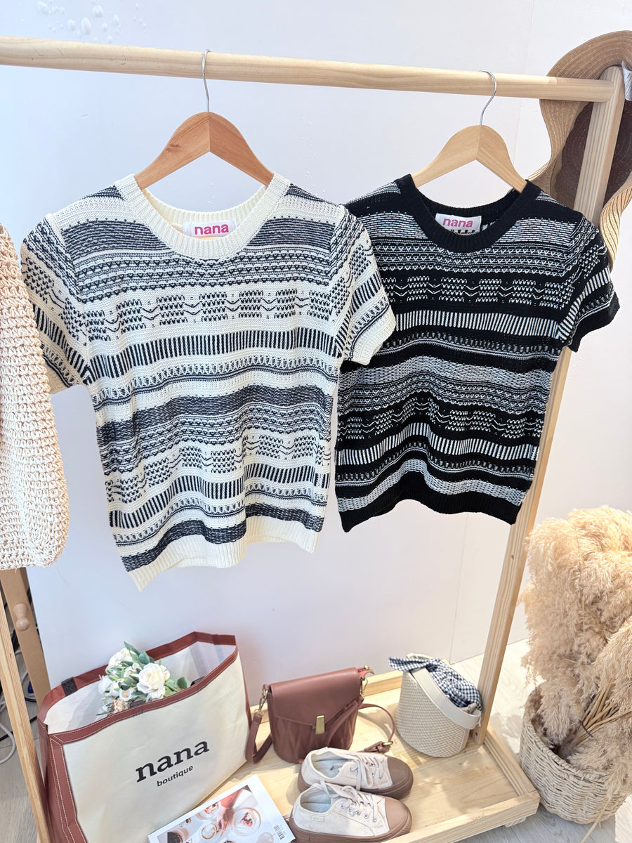 复古漂亮条纹针织上衣