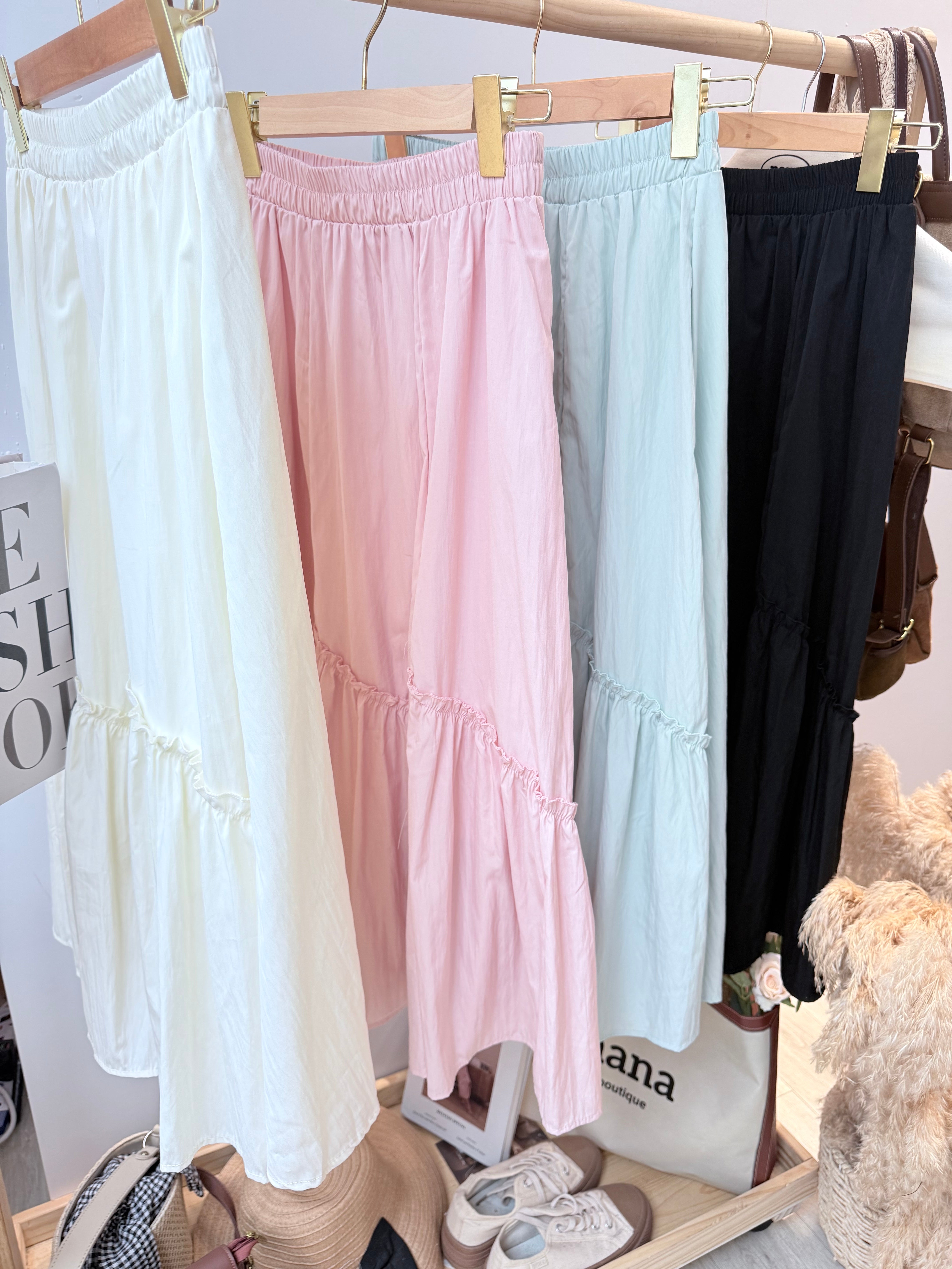 甜美polyester木耳边设计半裙