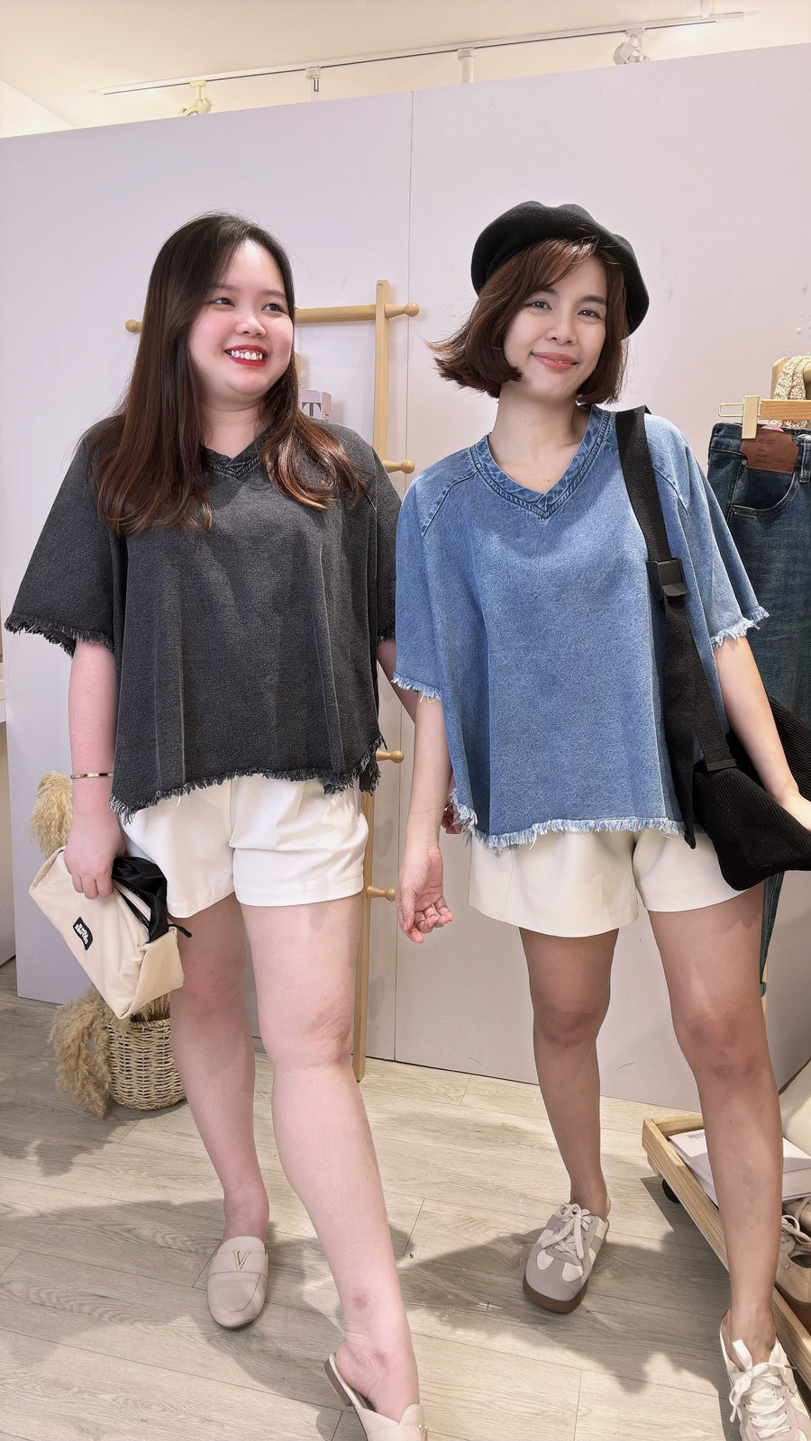 V领牛仔潮流上衣