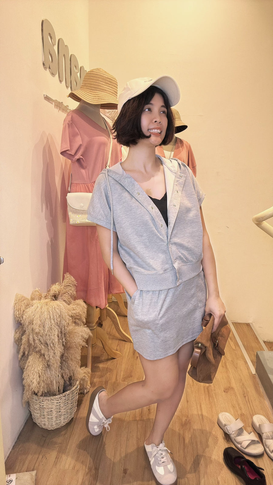 连帽棉质舒服方便裤裙套装