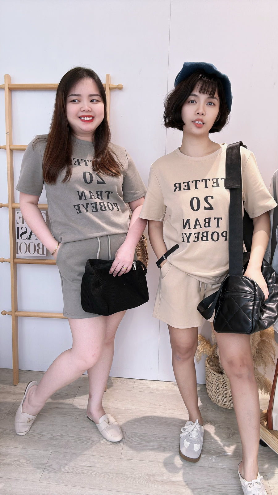 字母棉质短裤套装