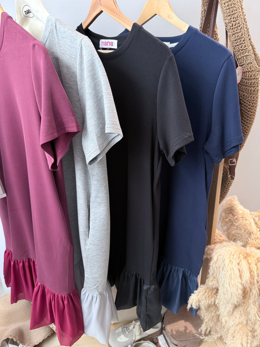 太空棉滑滑软软拼接雪纺套裙