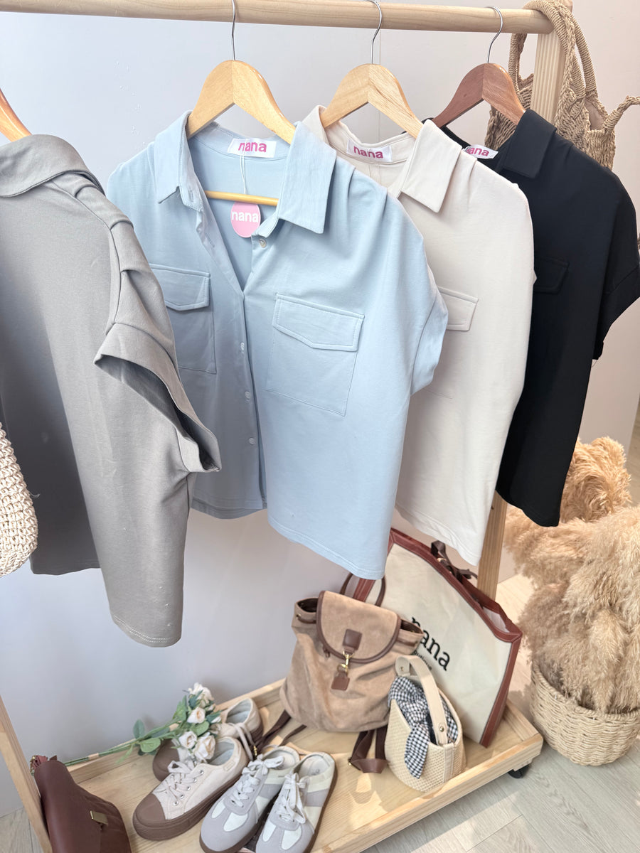 简约棉质短衬衫