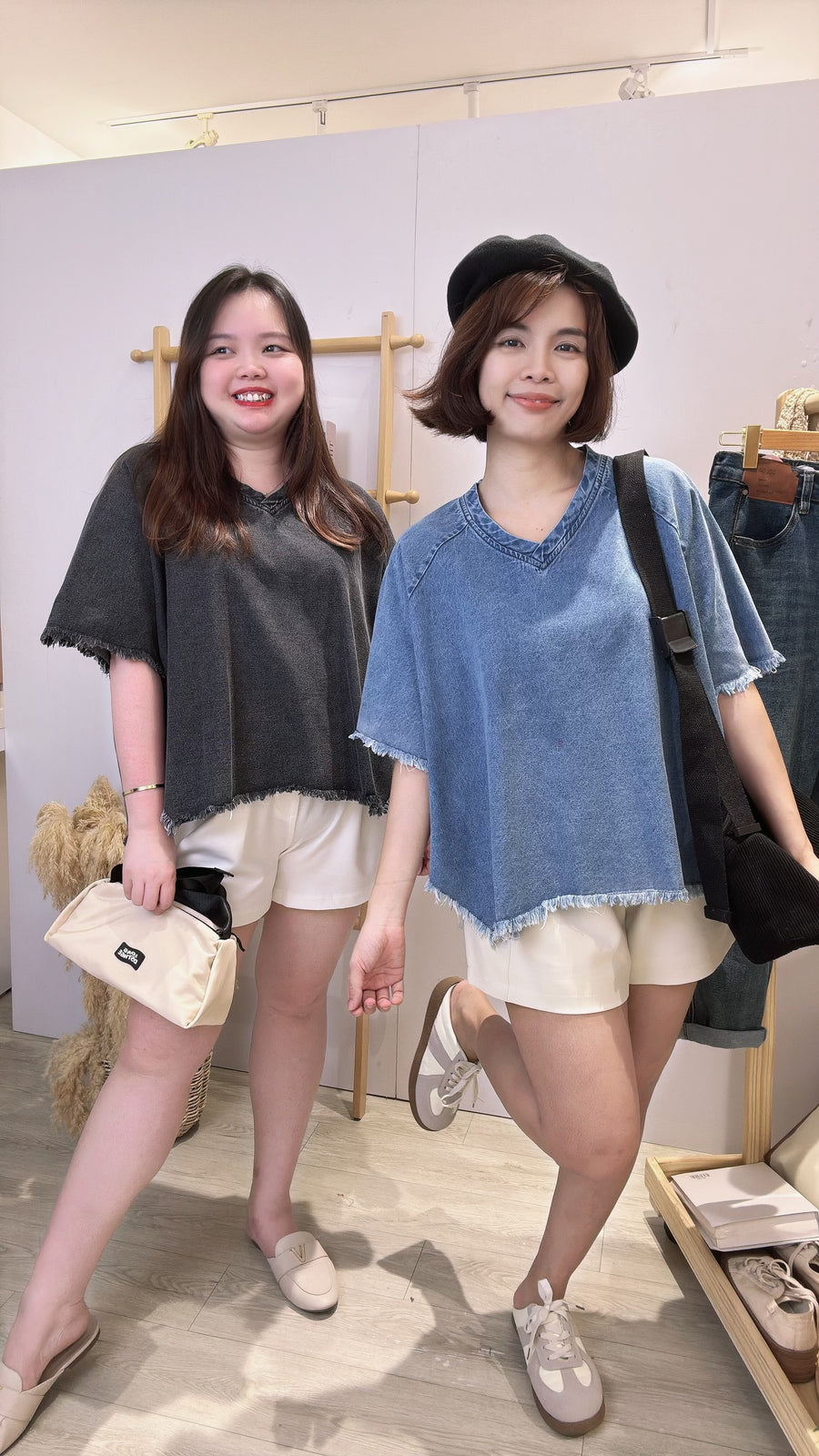 V领牛仔潮流上衣