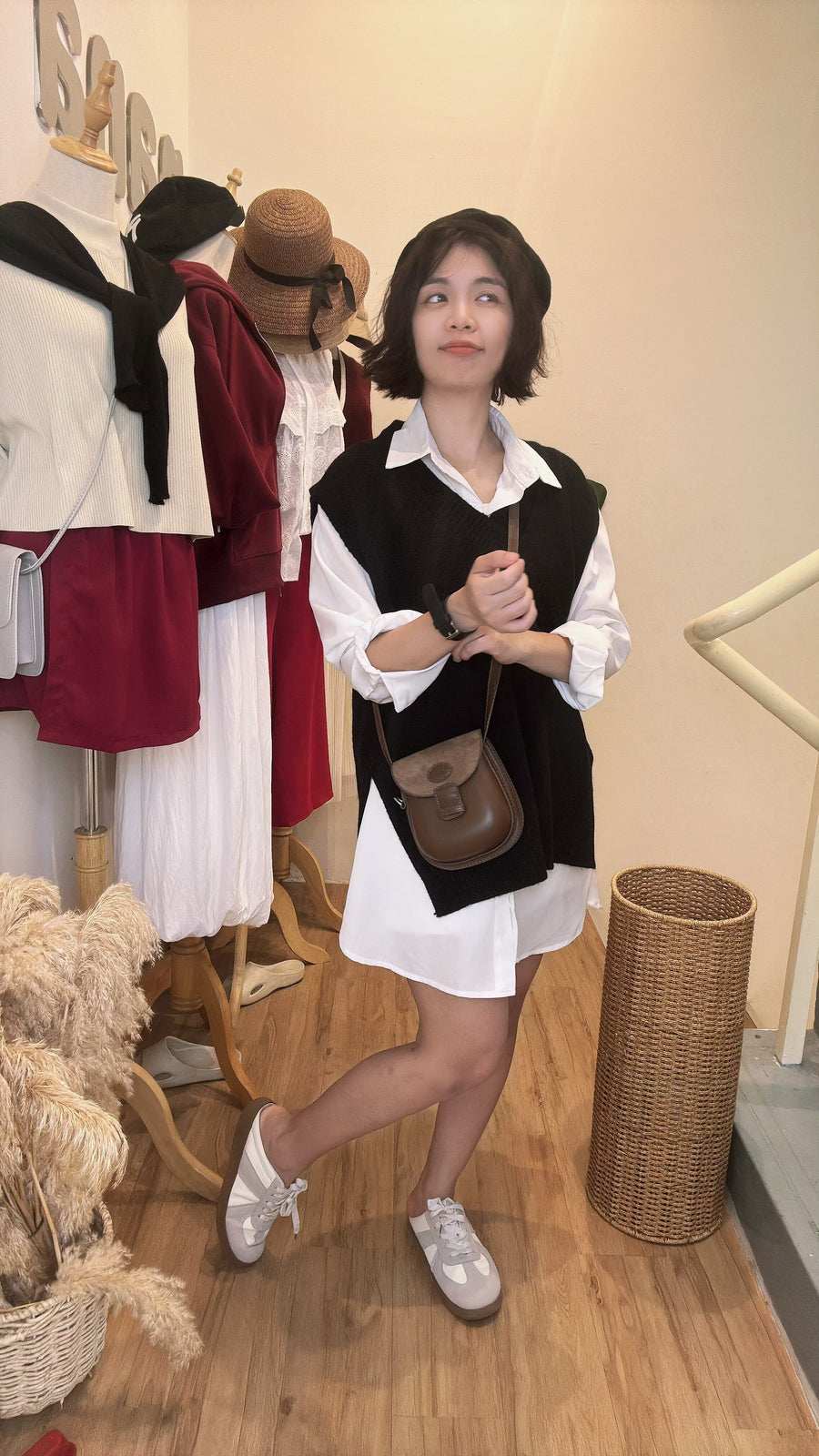 雪纺并接针织短连身裙