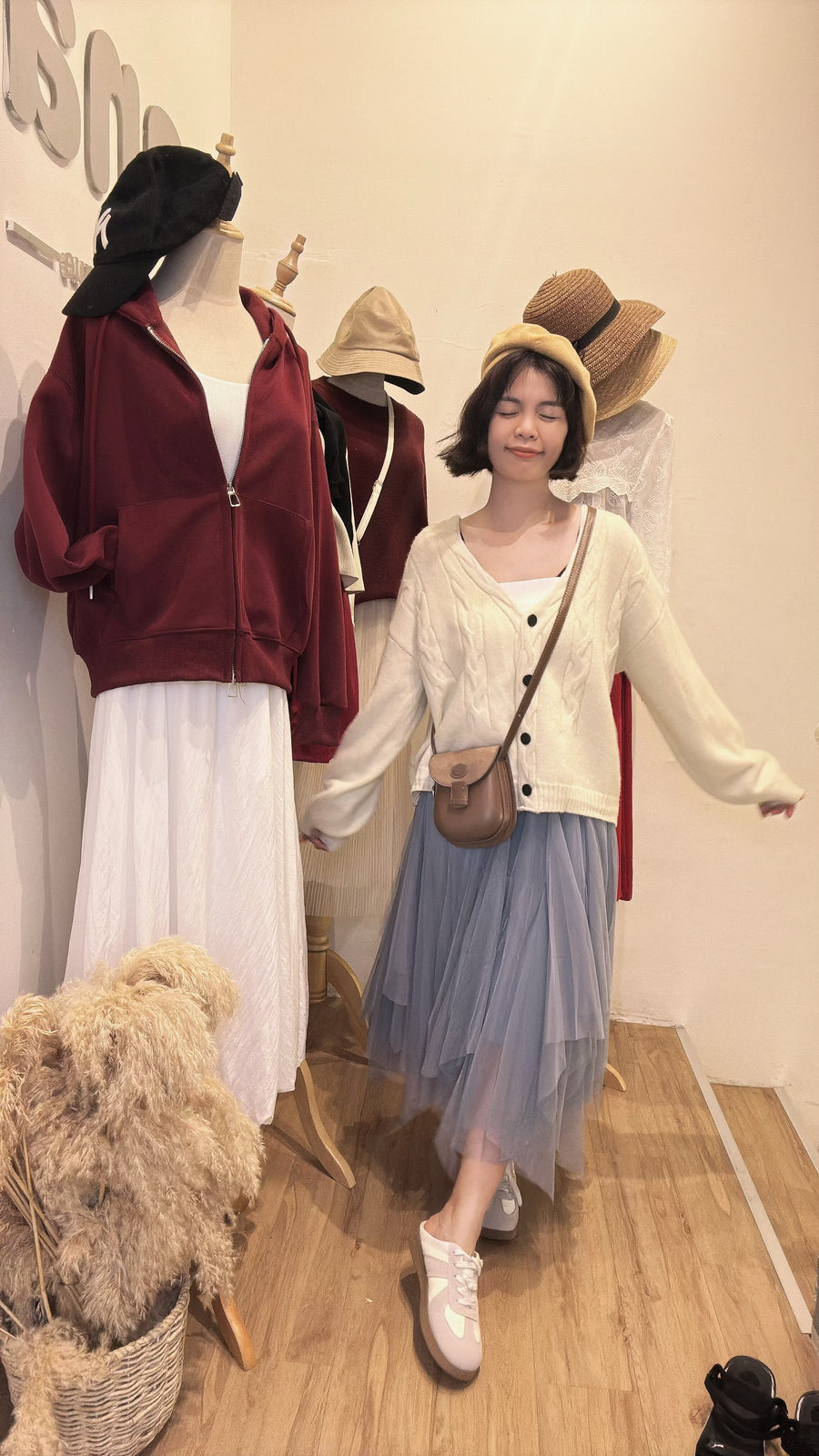 甜美编织软针织小厚外套