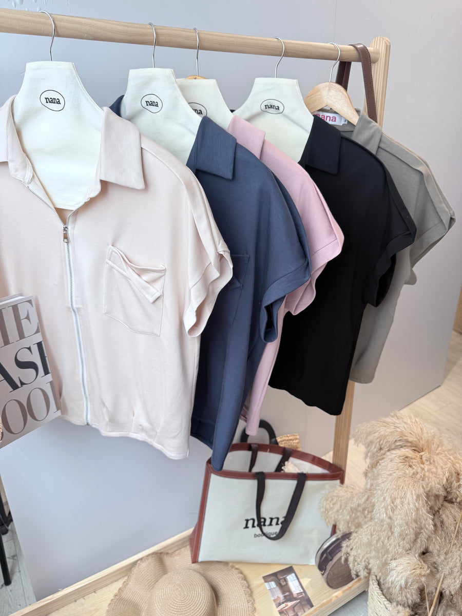 独家好穿太空棉拉链车边上衣