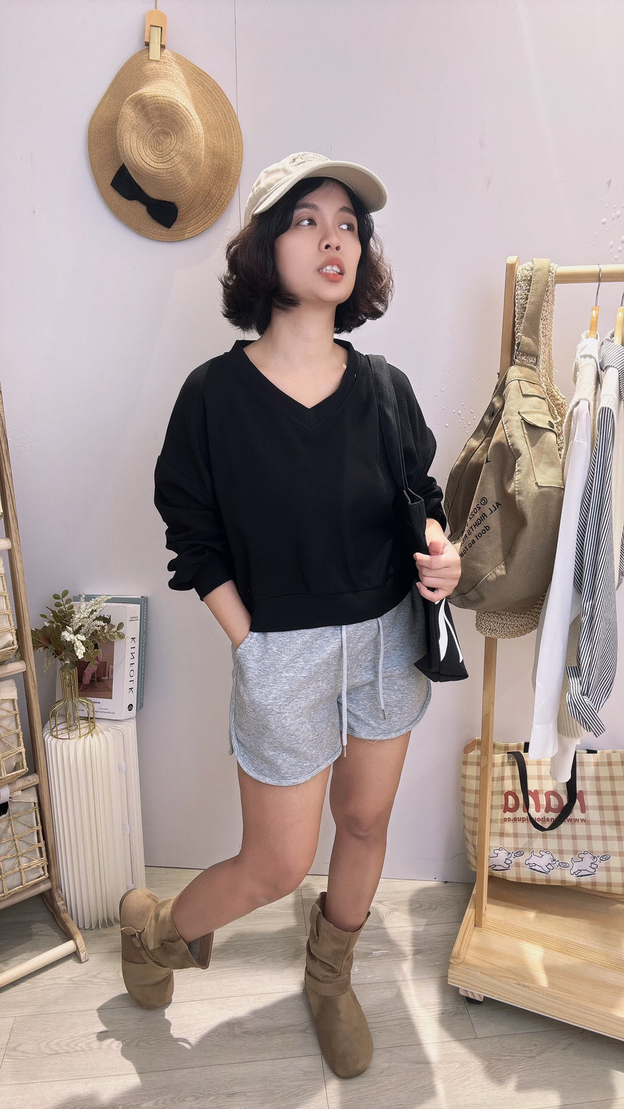 螺纹舒服棉质短上衣