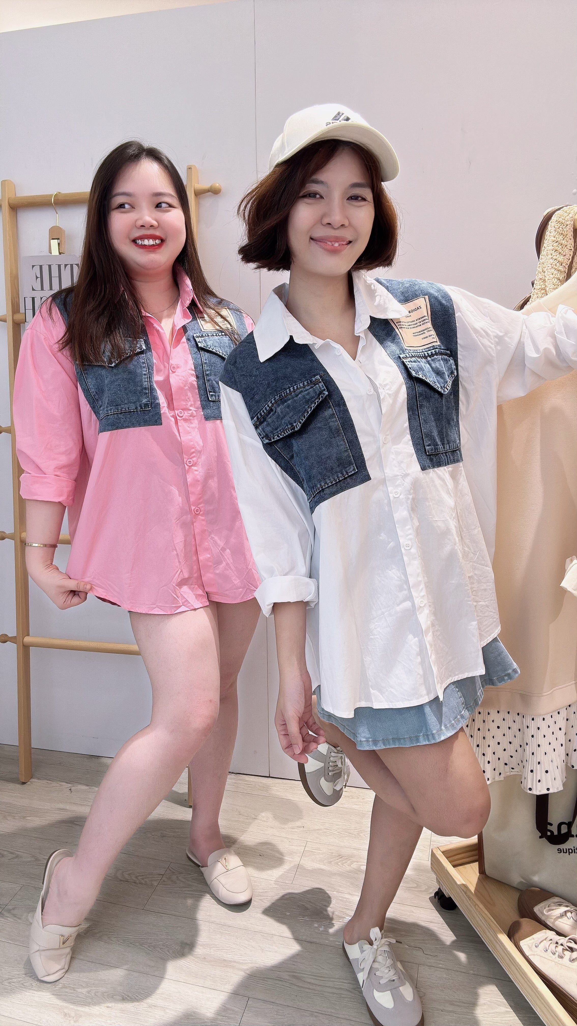 牛仔边单色衬衫