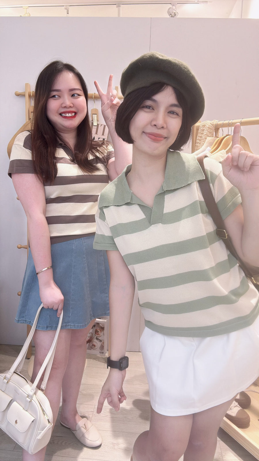 柔软Polo领线条软针织上衣