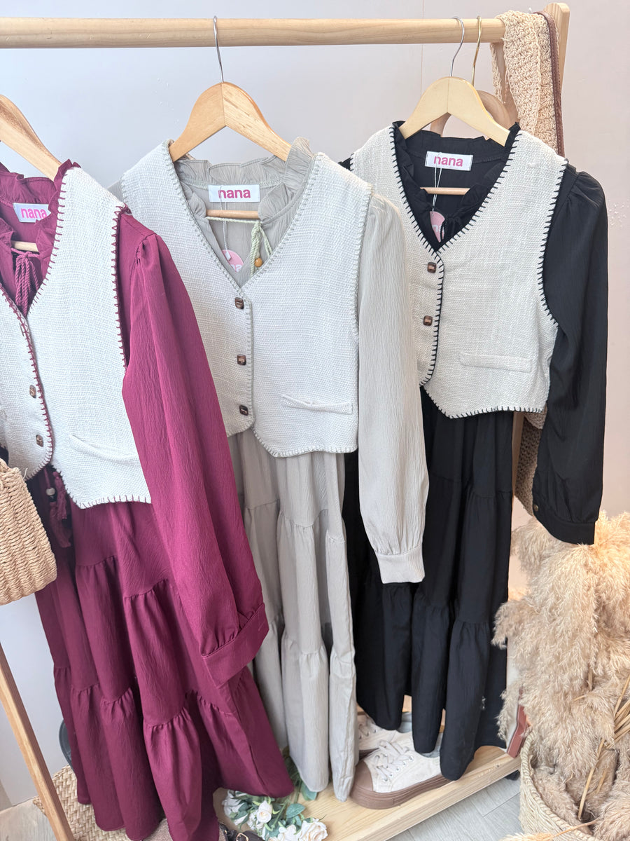 韩式雪纺并收腰马甲公主装