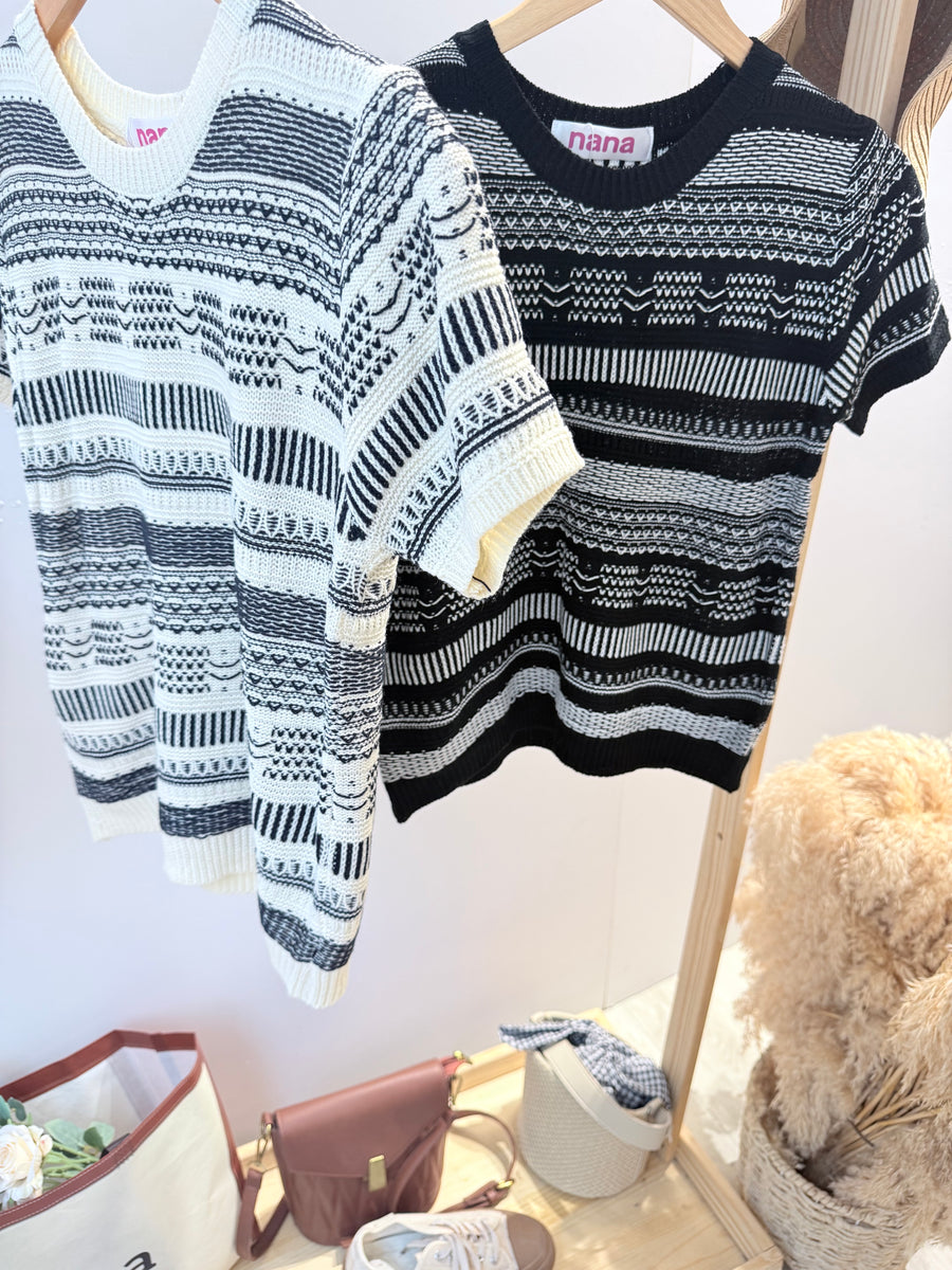 复古漂亮条纹针织上衣