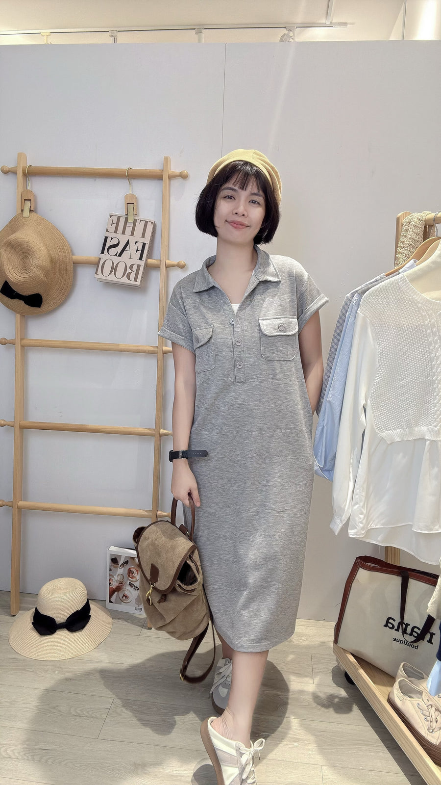 太空棉工装连身裙