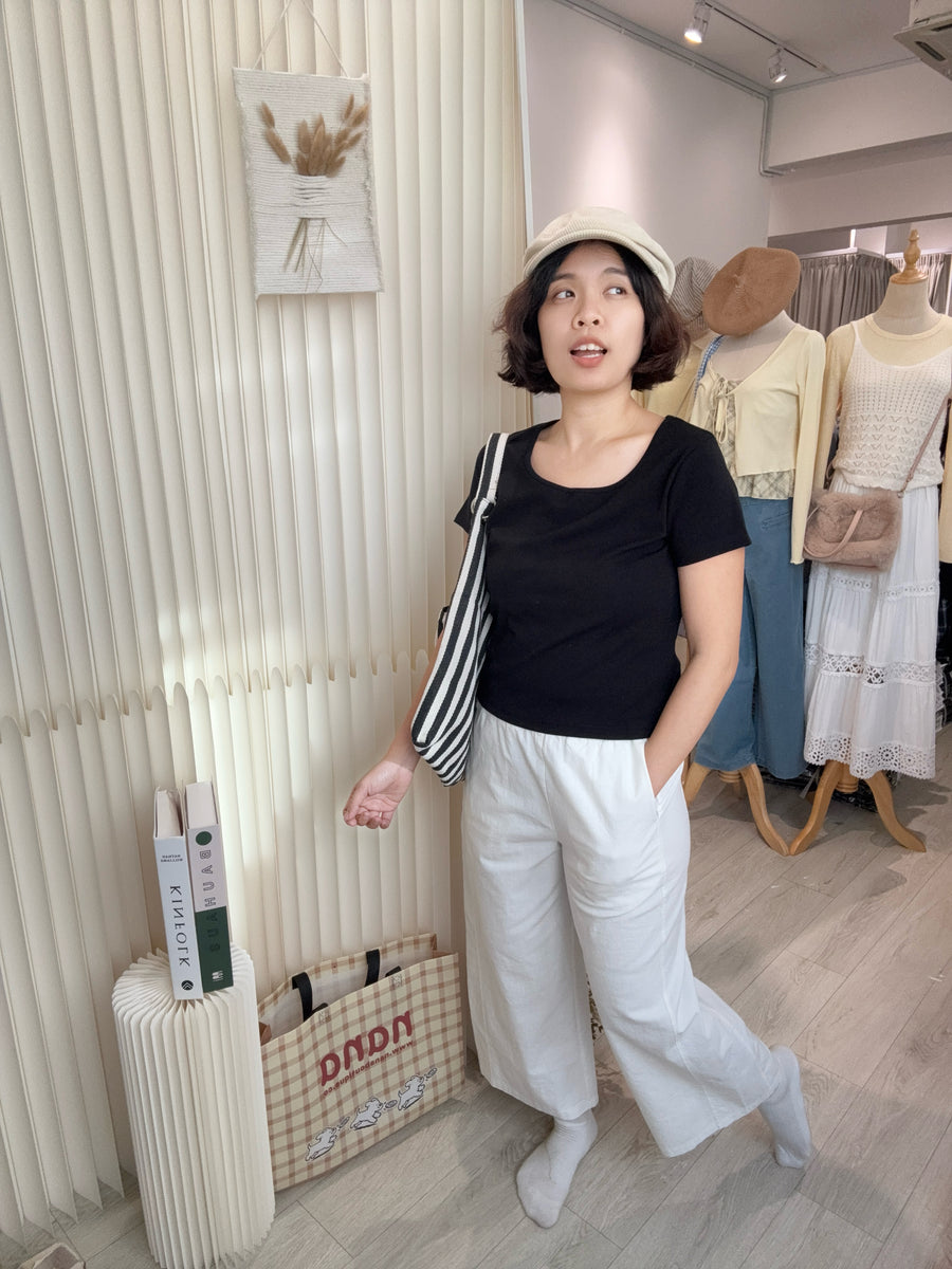 纯棉高弹百搭四方领上衣