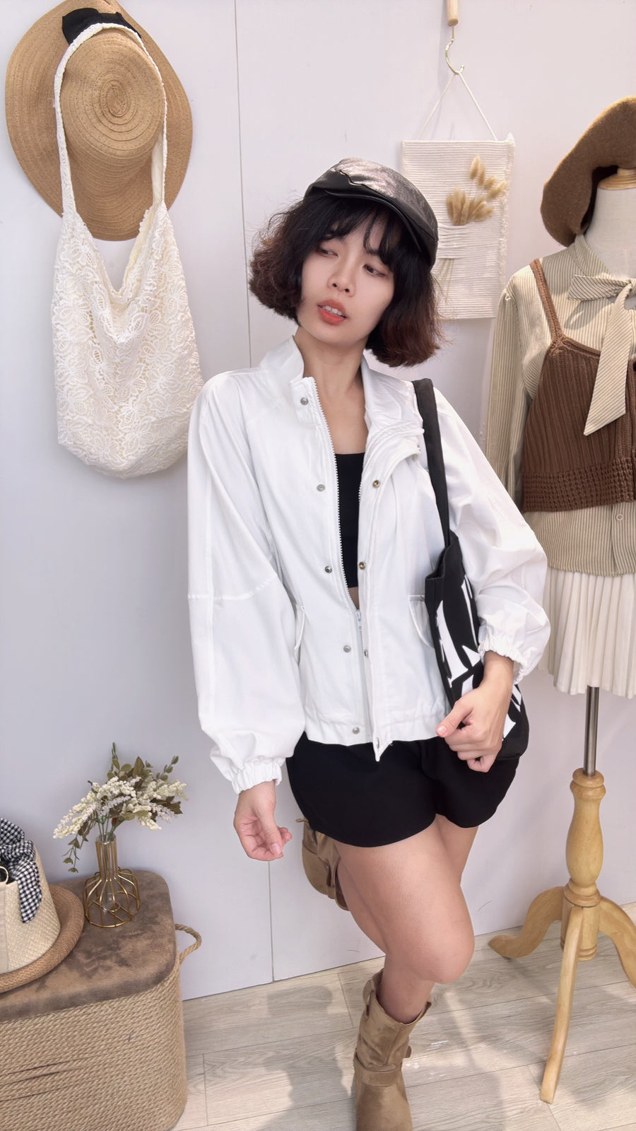 ￼帅气防水polyster宽松单衣外套❤️