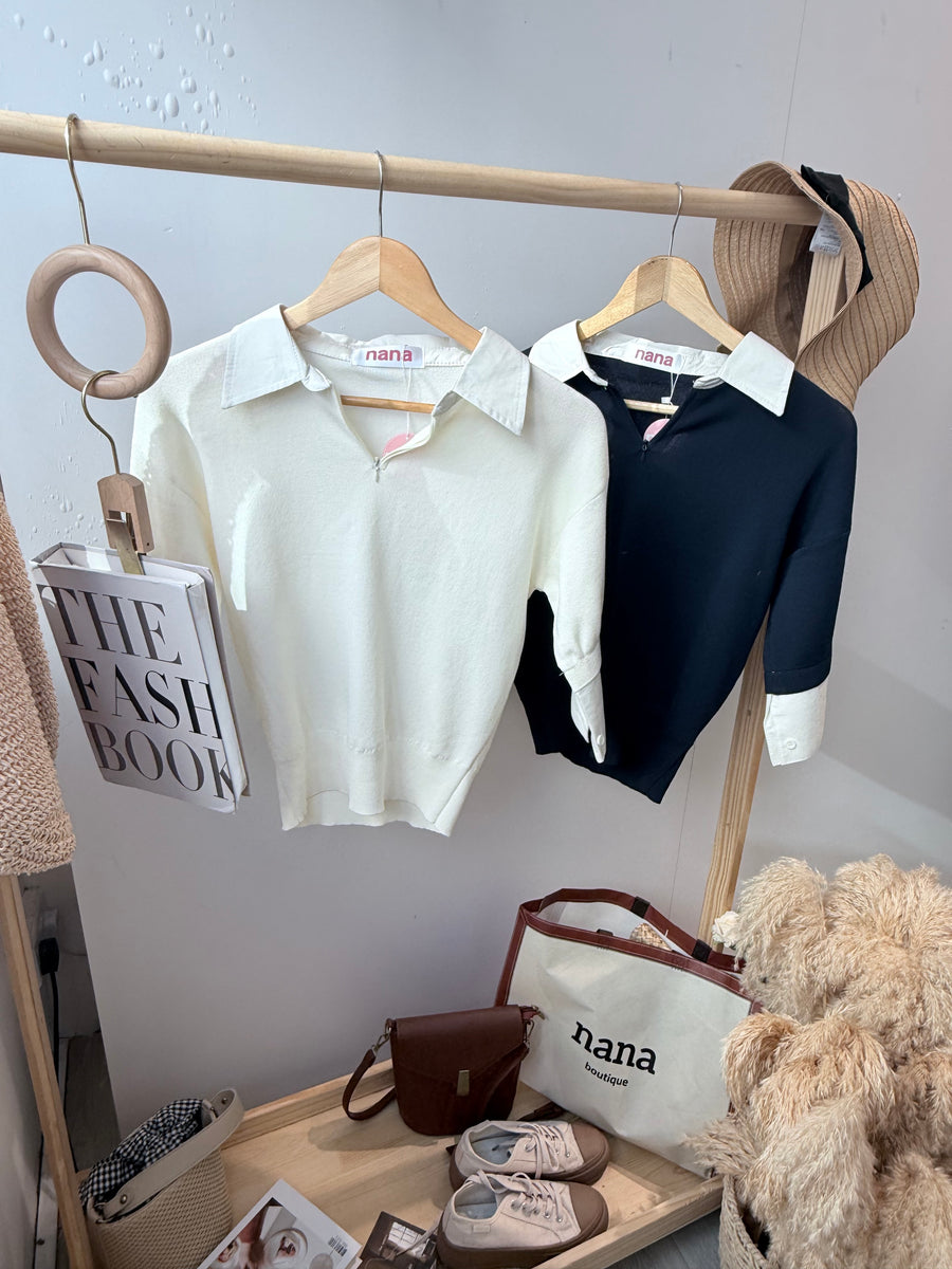 冰丝针织撞色上衣