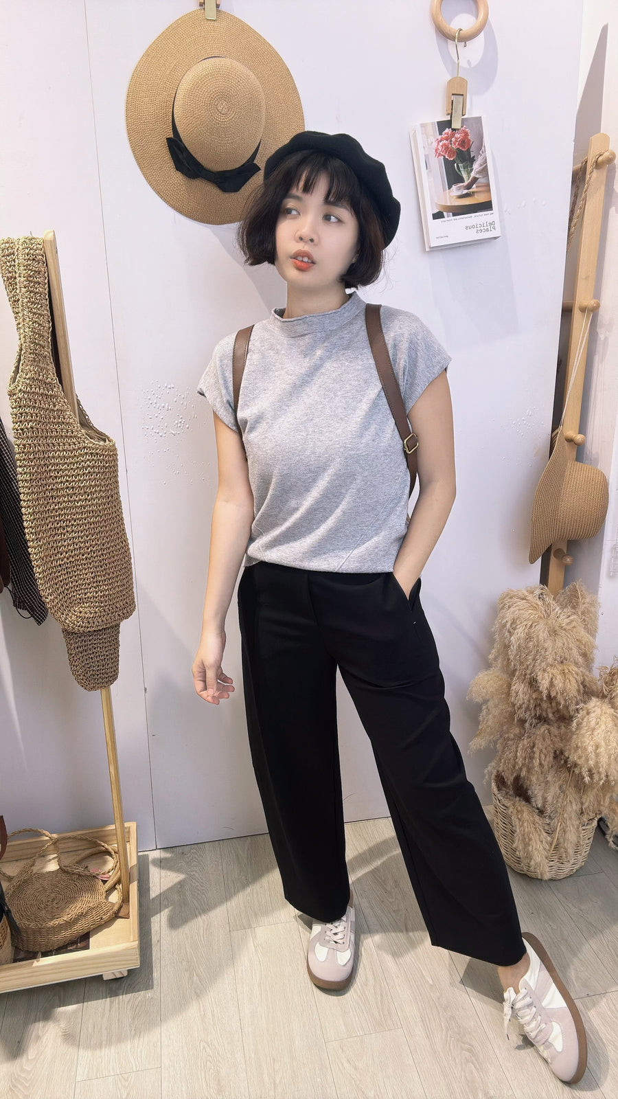 黑色罗马显瘦瘦舒服通勤九分裤