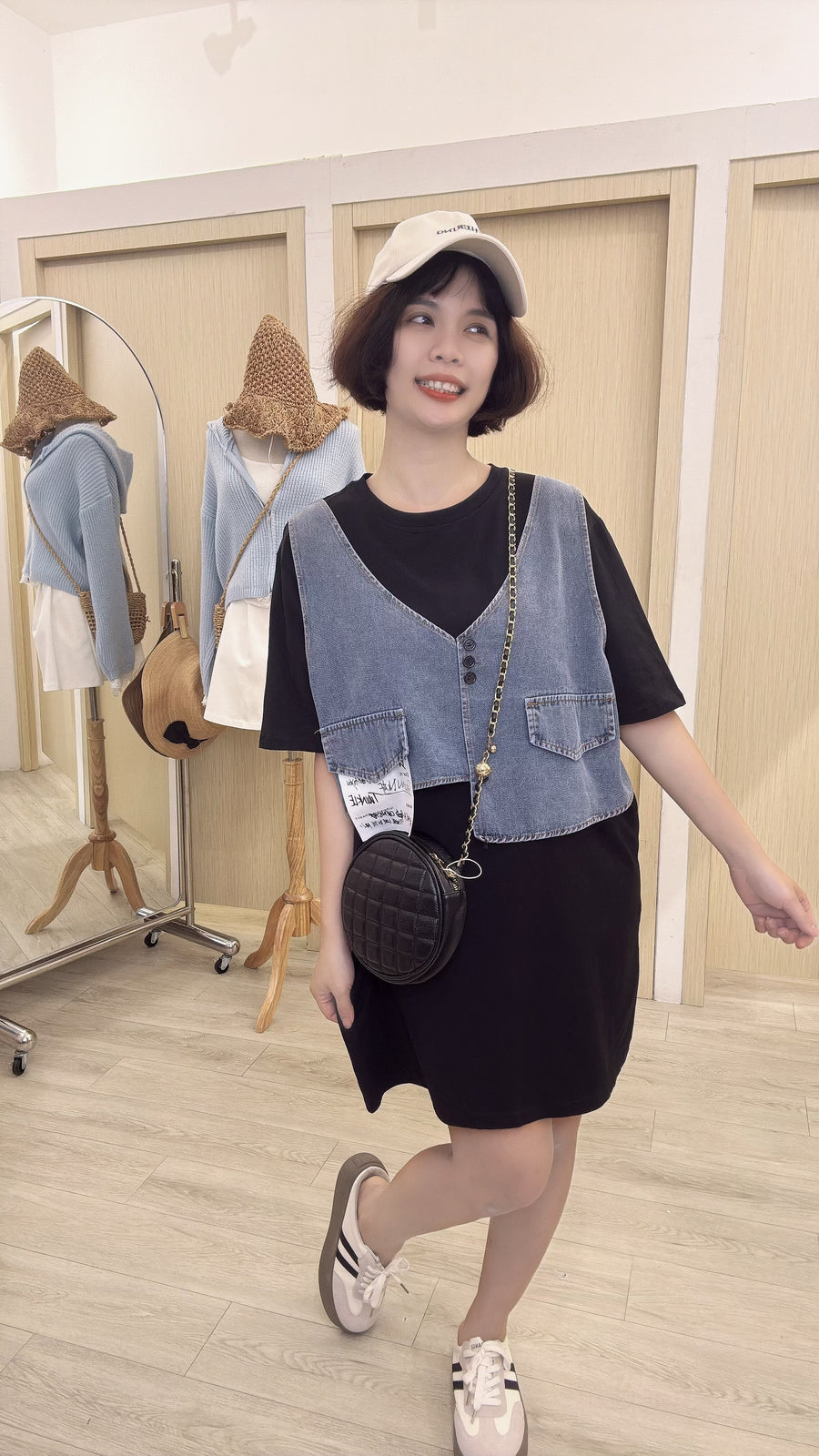 cotton假牛仔马甲休闲懒人装