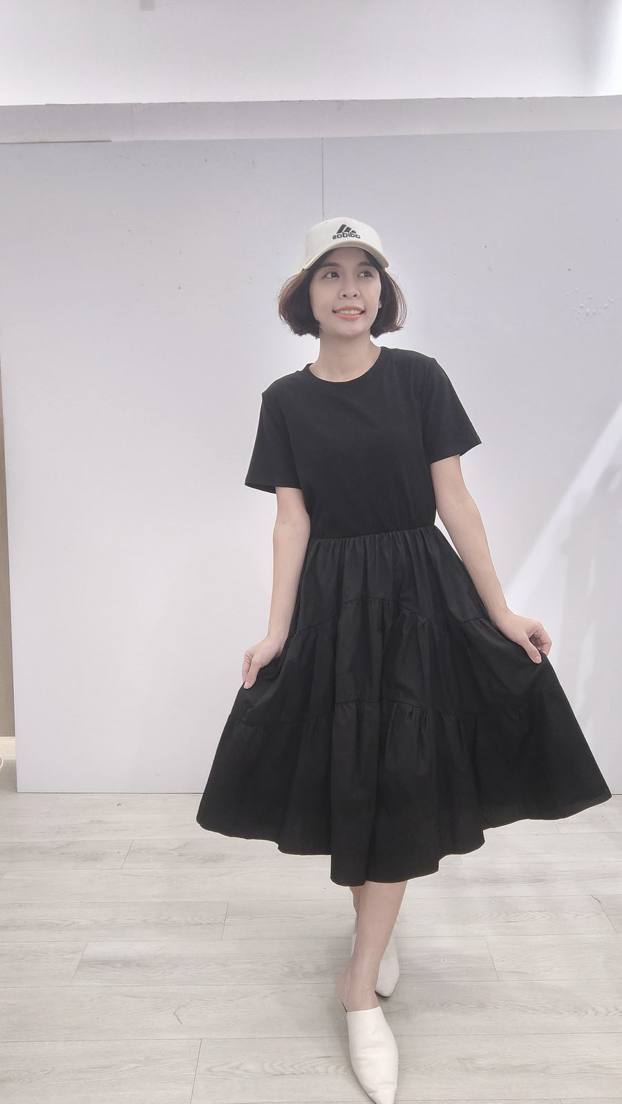 Cotton并接Polyester蛋糕裙