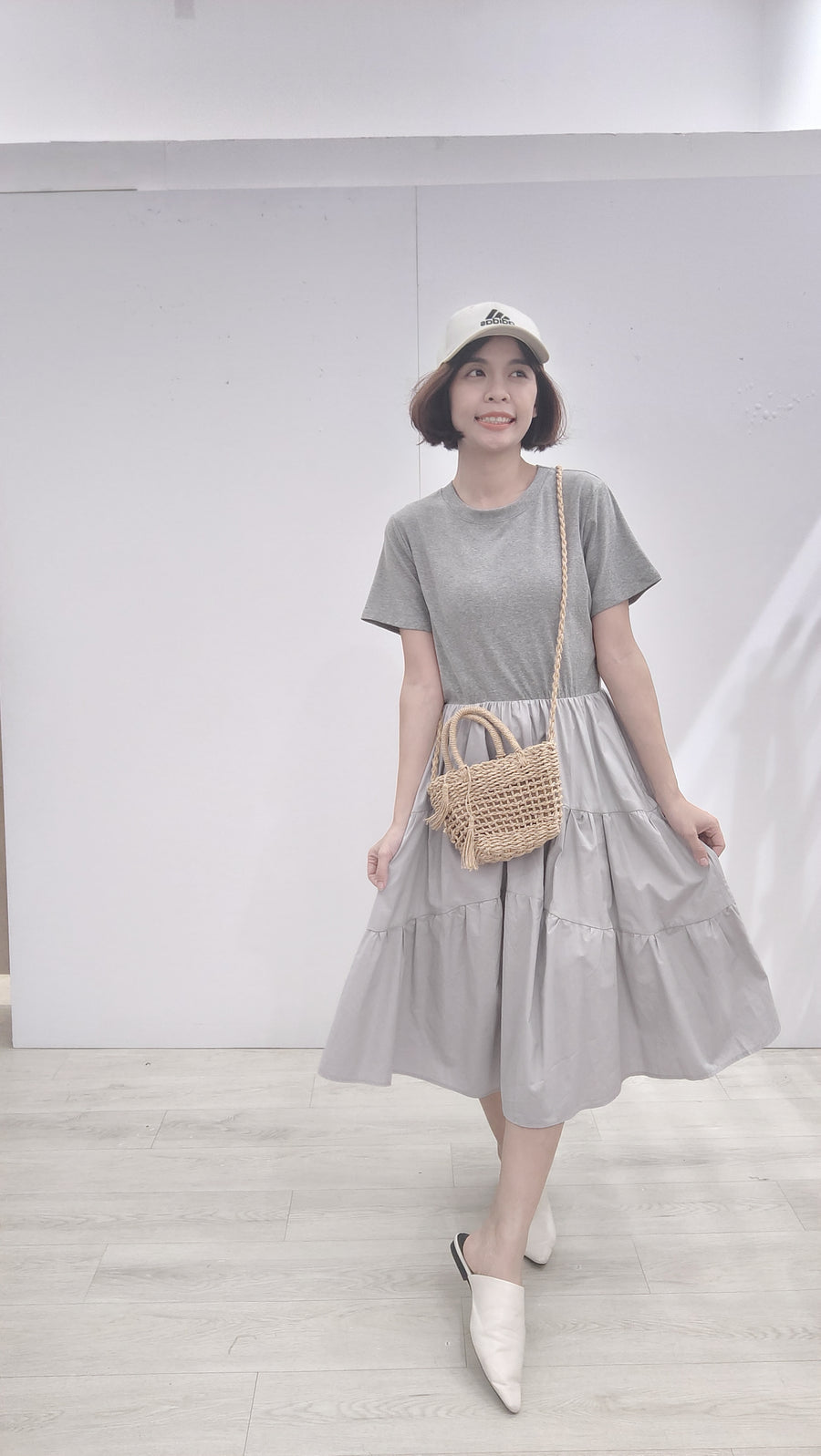 Cotton并接Polyester蛋糕裙