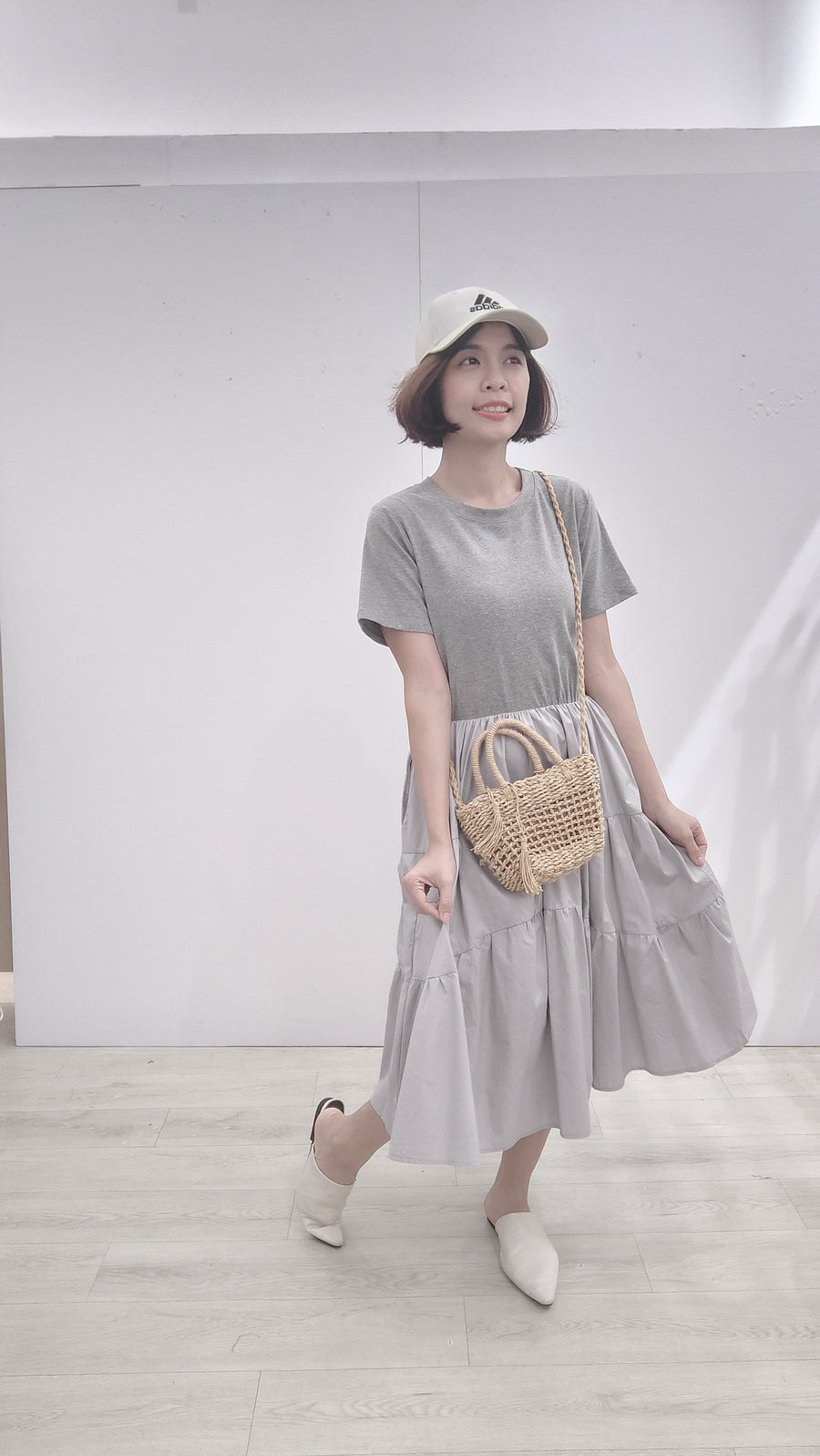 Cotton并接Polyester蛋糕裙