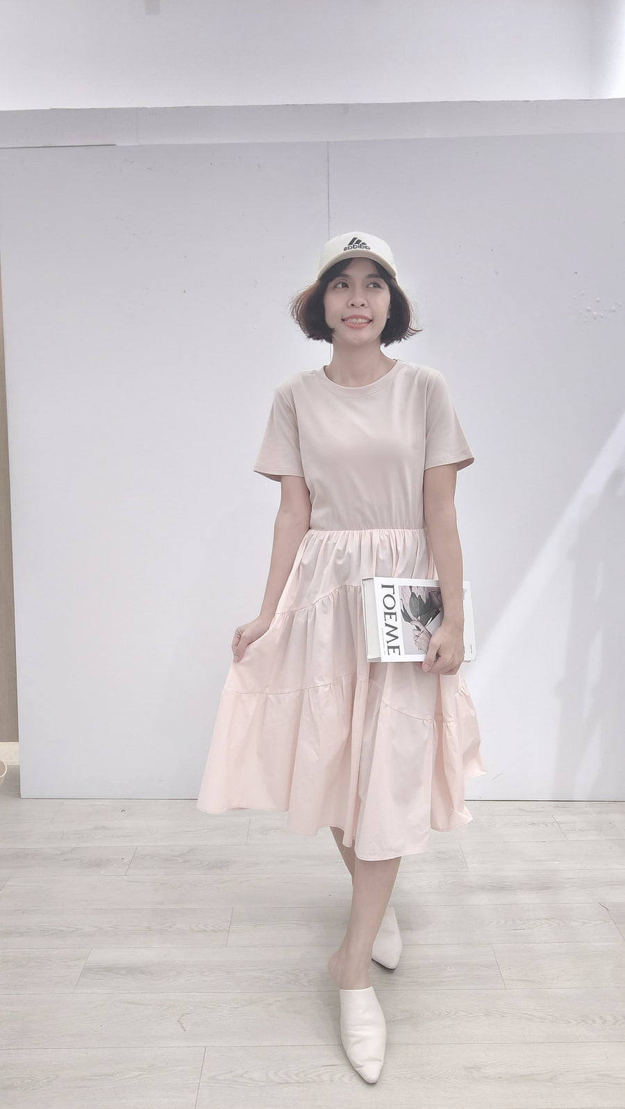 Cotton并接Polyester蛋糕裙