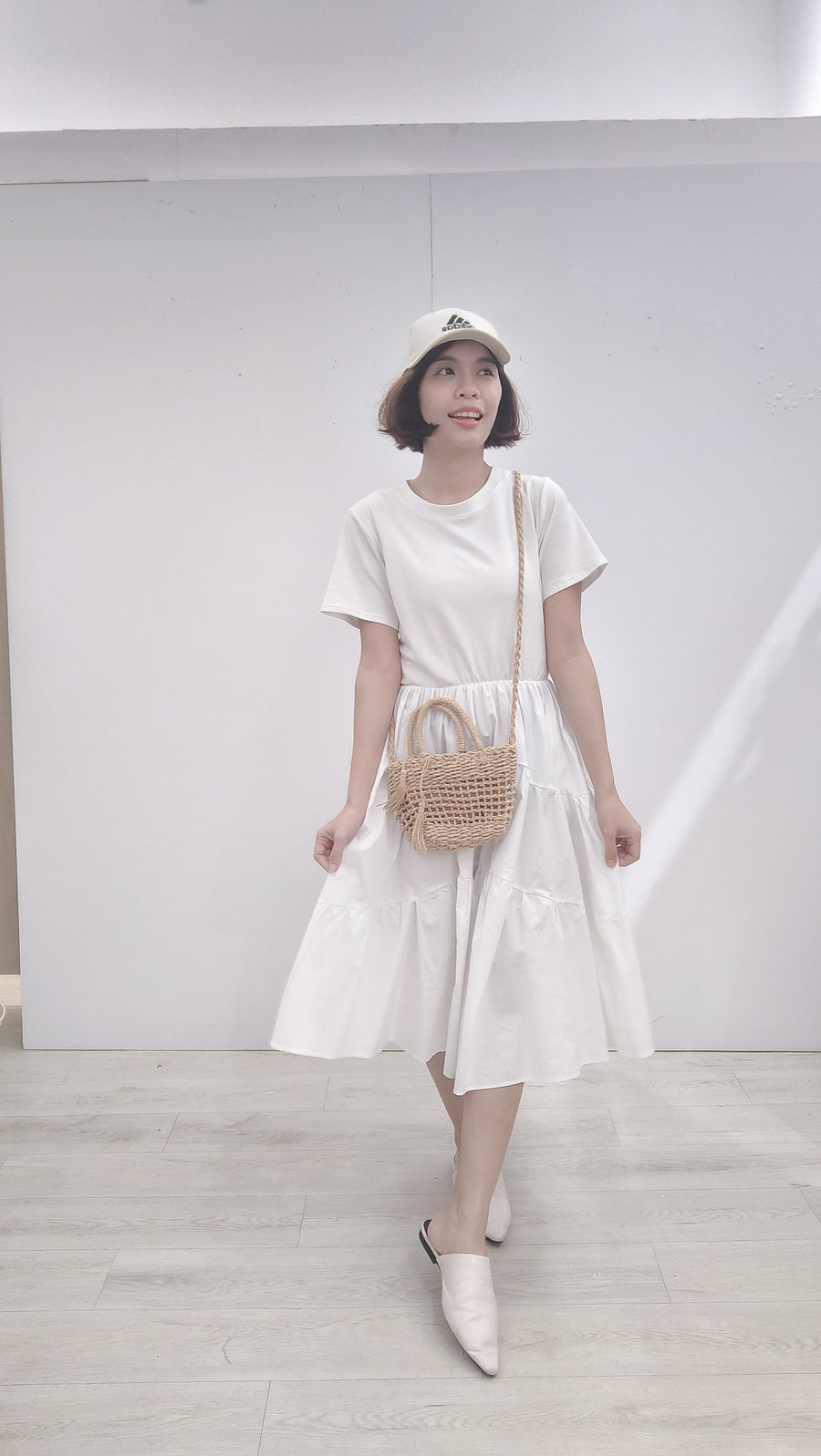 Cotton并接Polyester蛋糕裙