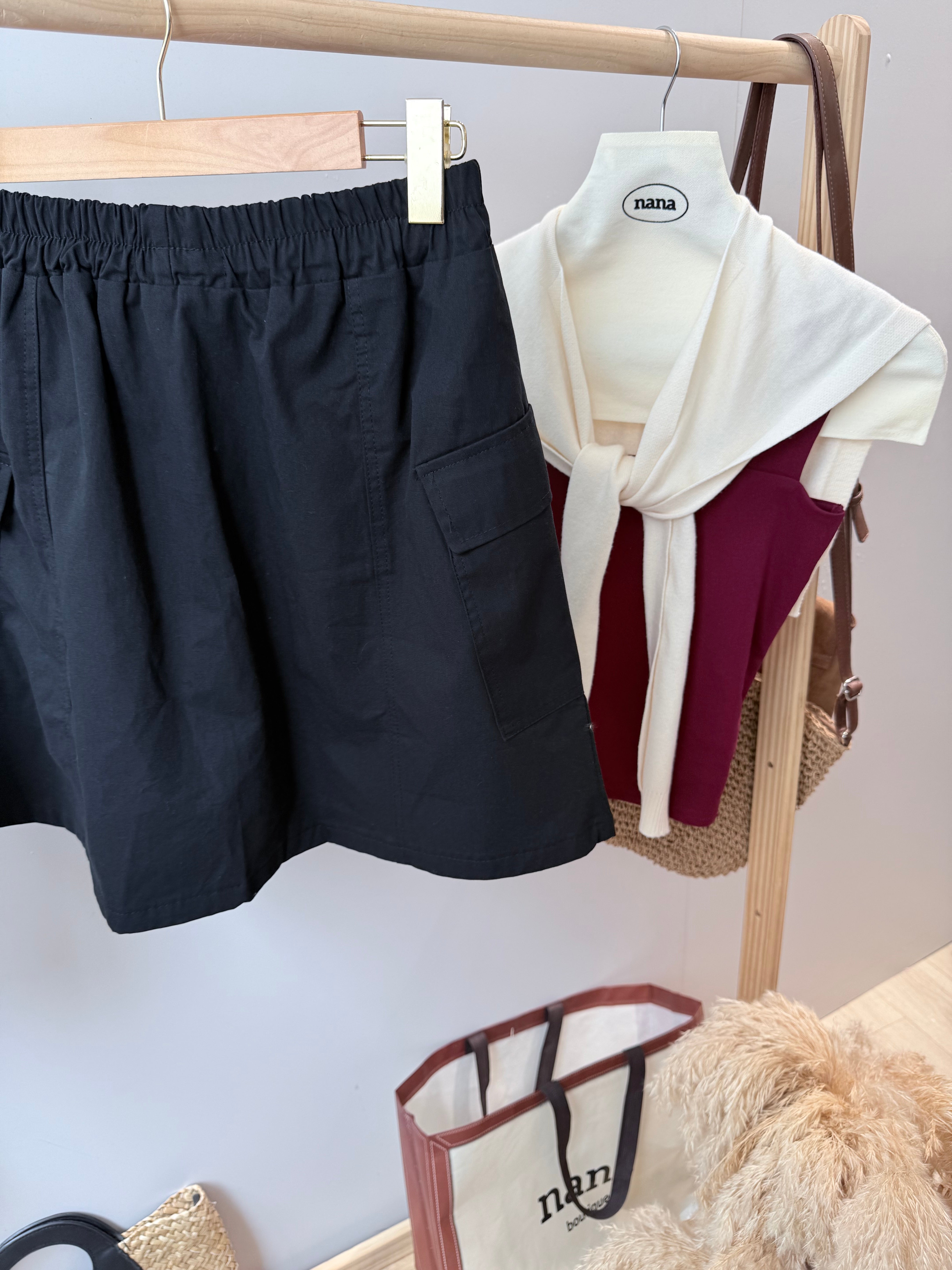 水洗牛仔A字五分裙