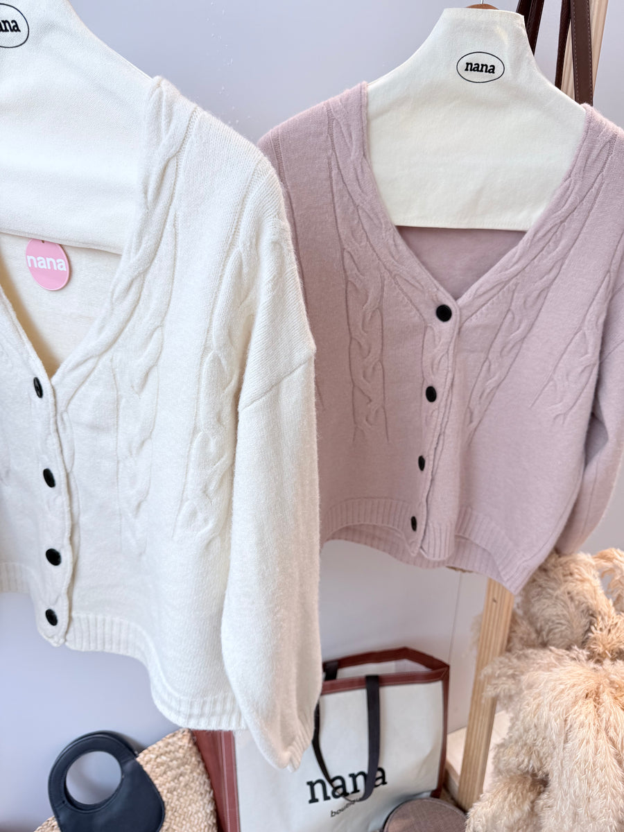 甜美编织软针织小厚外套