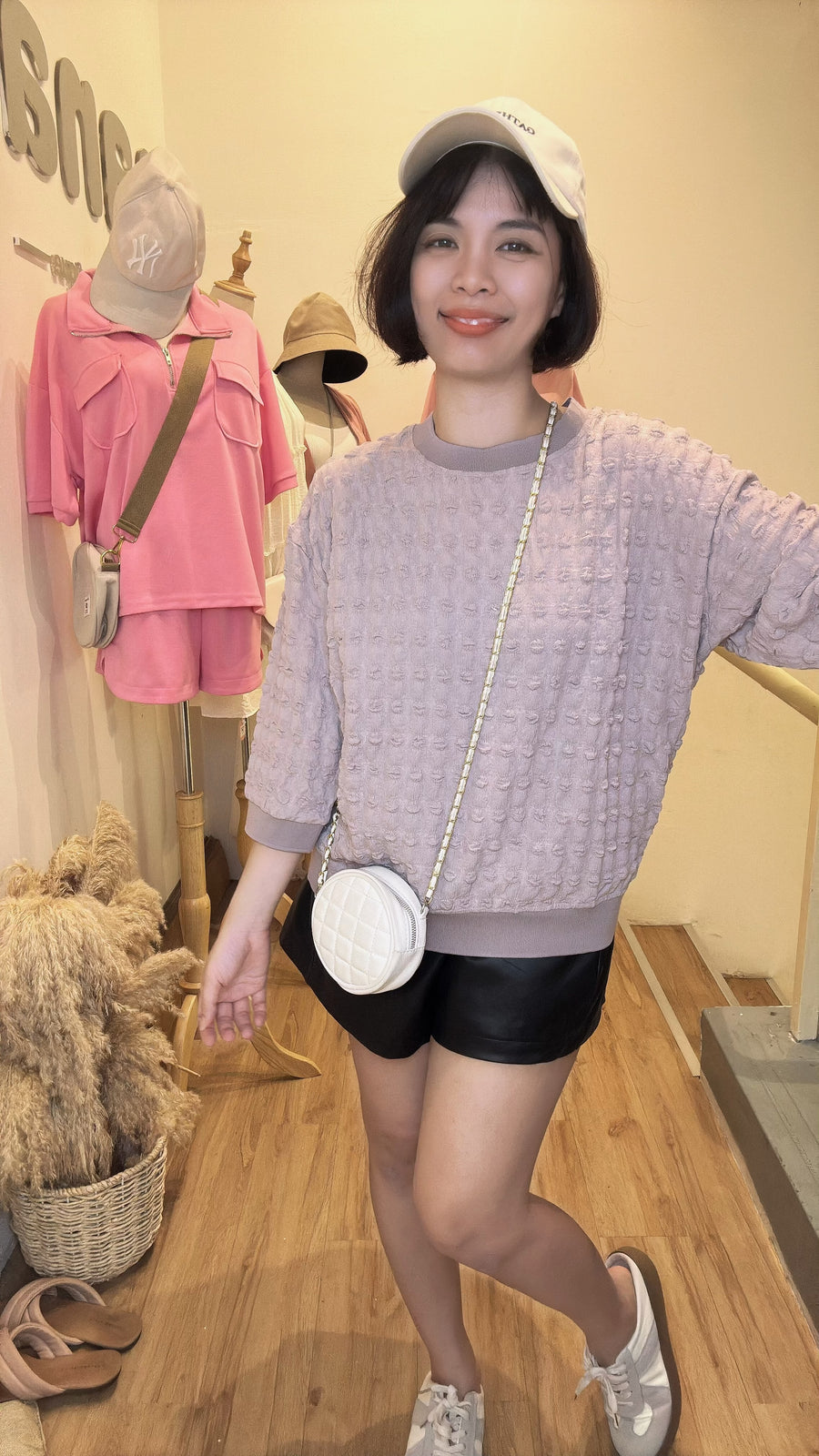 甜美泡泡棉宽松上衣