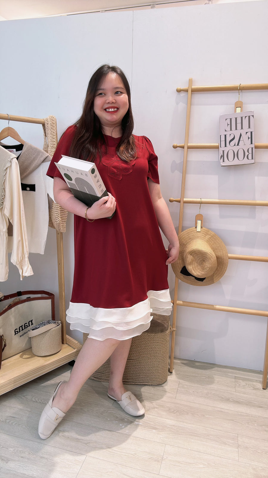 蝴蝶结棉质下网纱连身裙