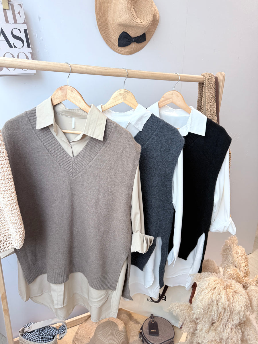 雪纺并接针织短连身裙