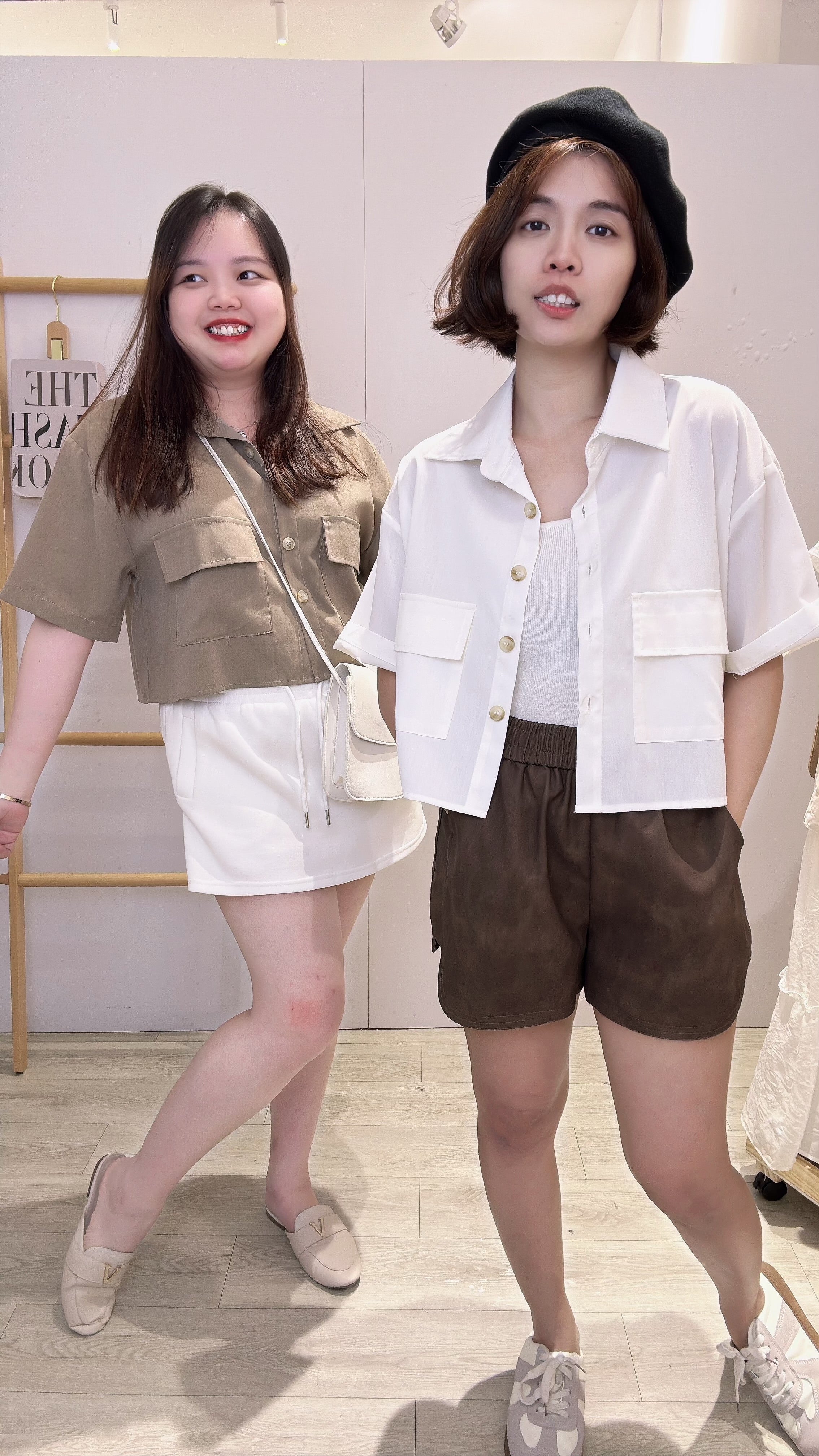 简约纽扣短雪纺衬衫上衣