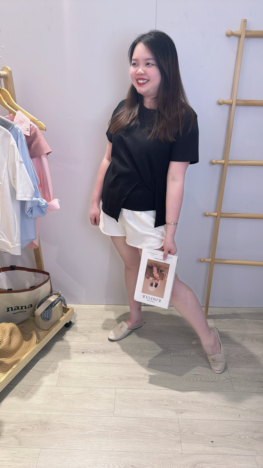 皱褶纯棉单色上衣