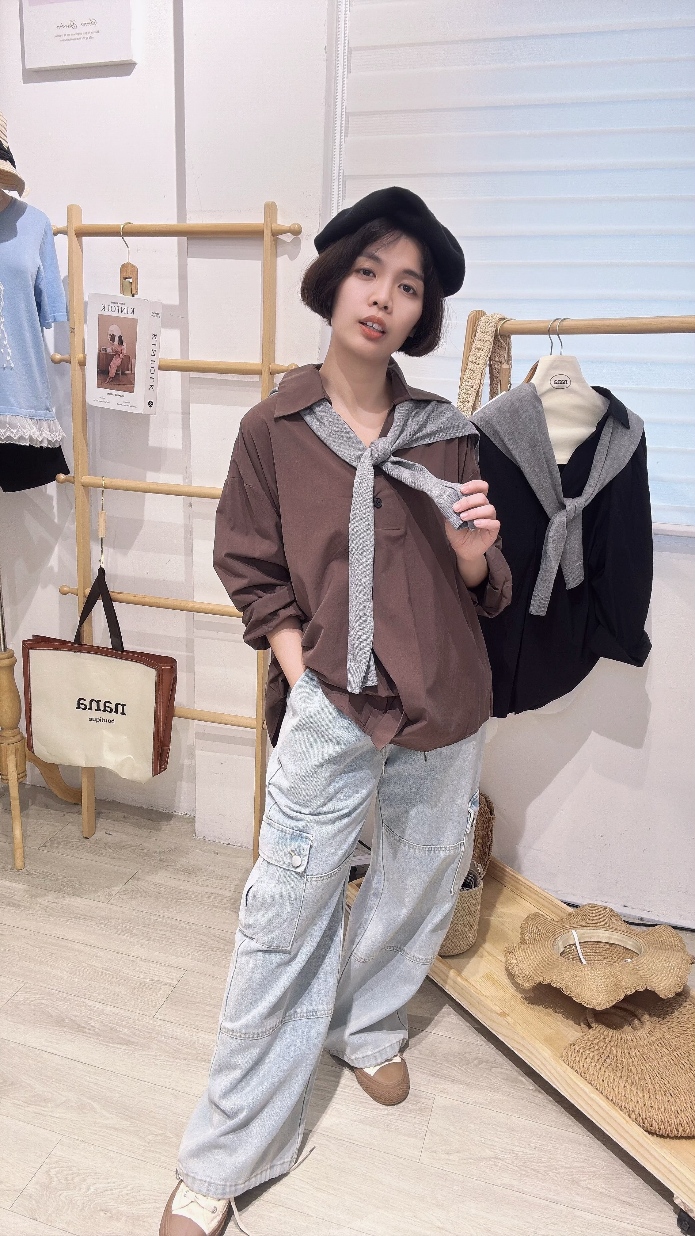 宽松薄衬衫披肩宽松上衣