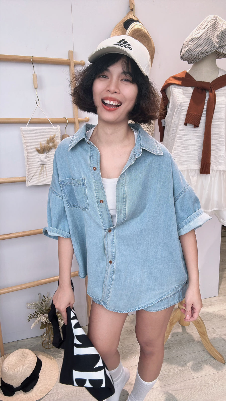 软牛仔好好穿短裤套装