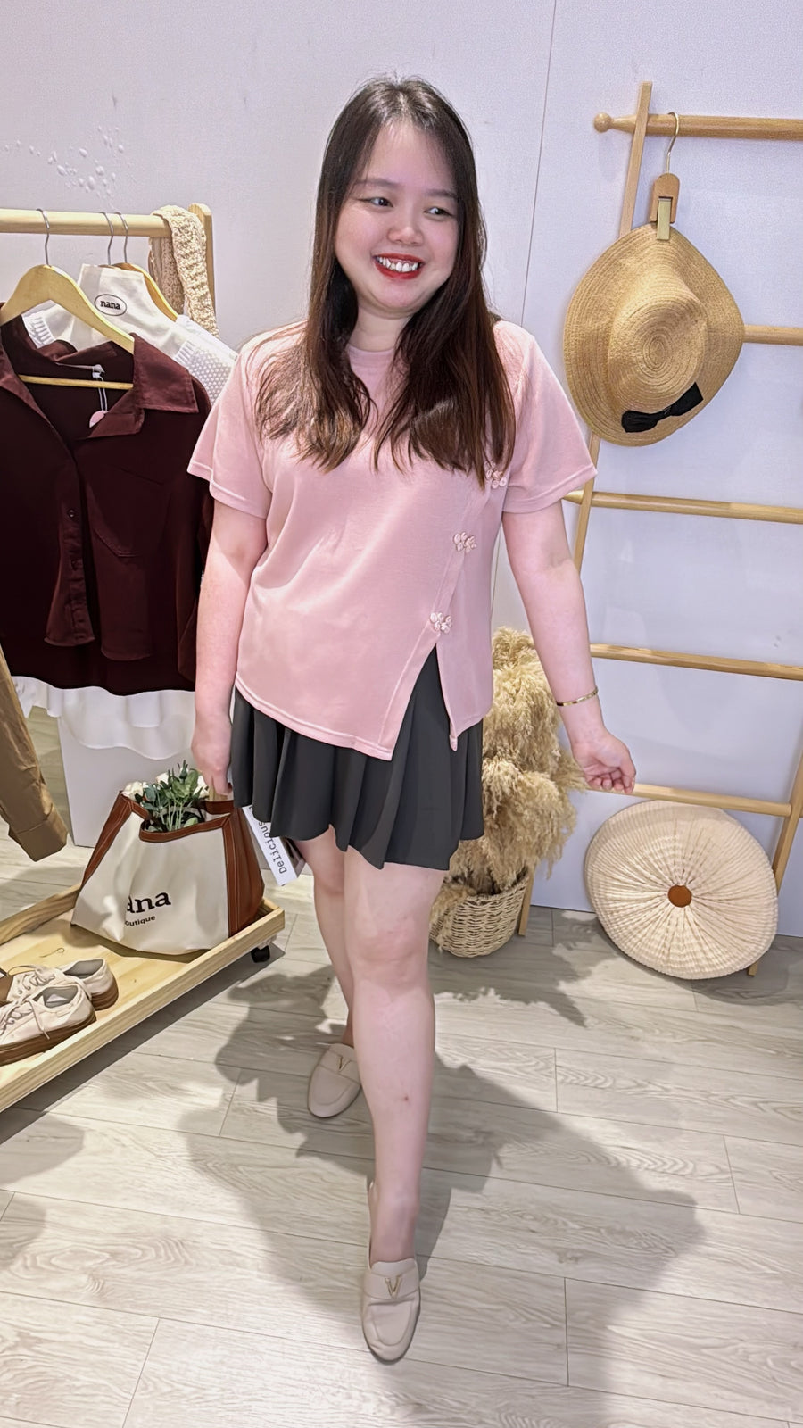 棉质中国结小开叉上衣