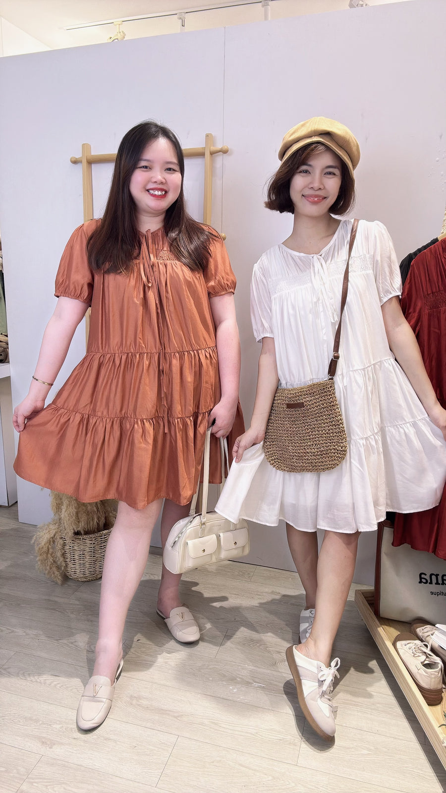 独家雪纺泡泡袖连身裙