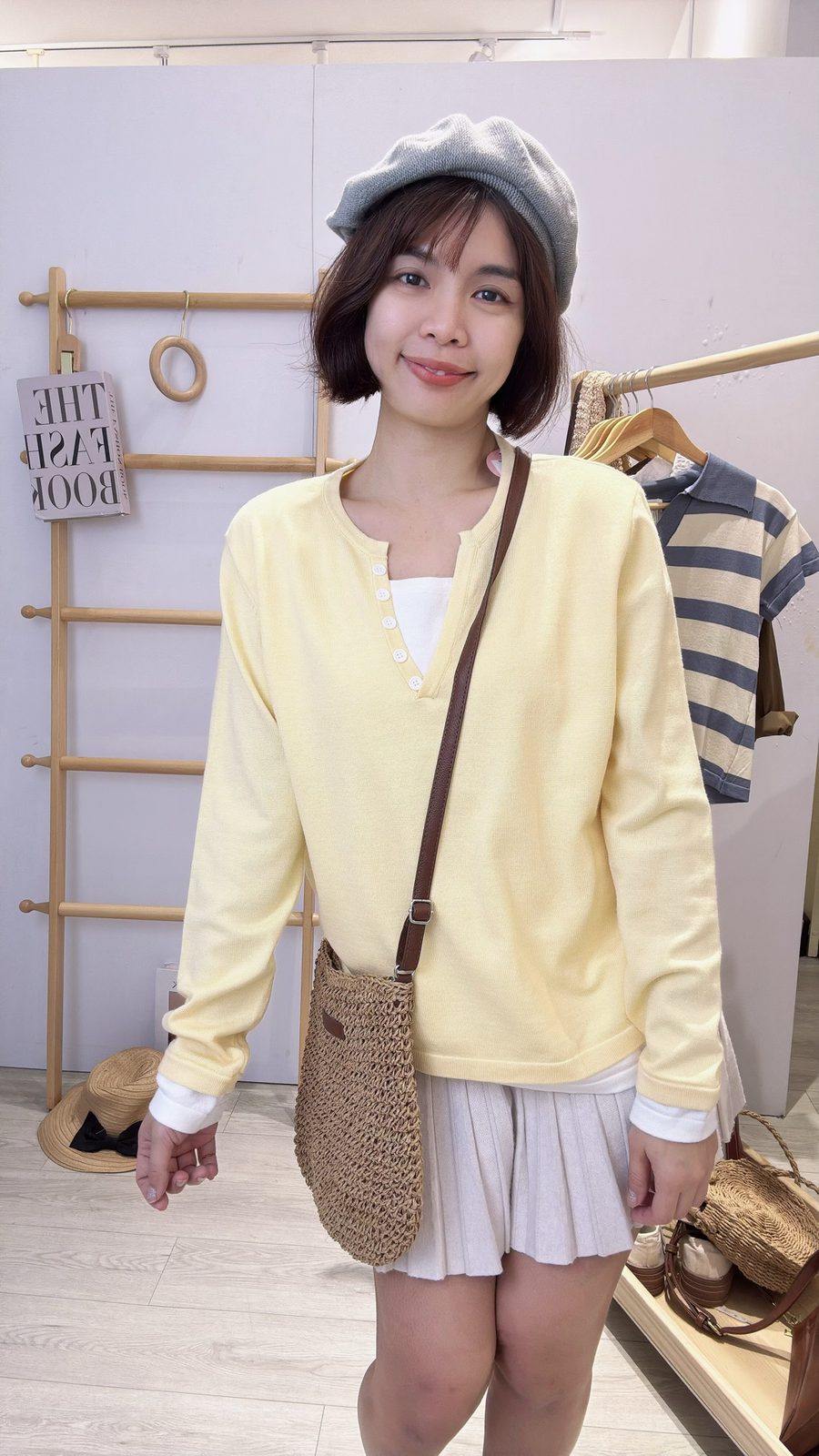 假两件针织长袖上衣