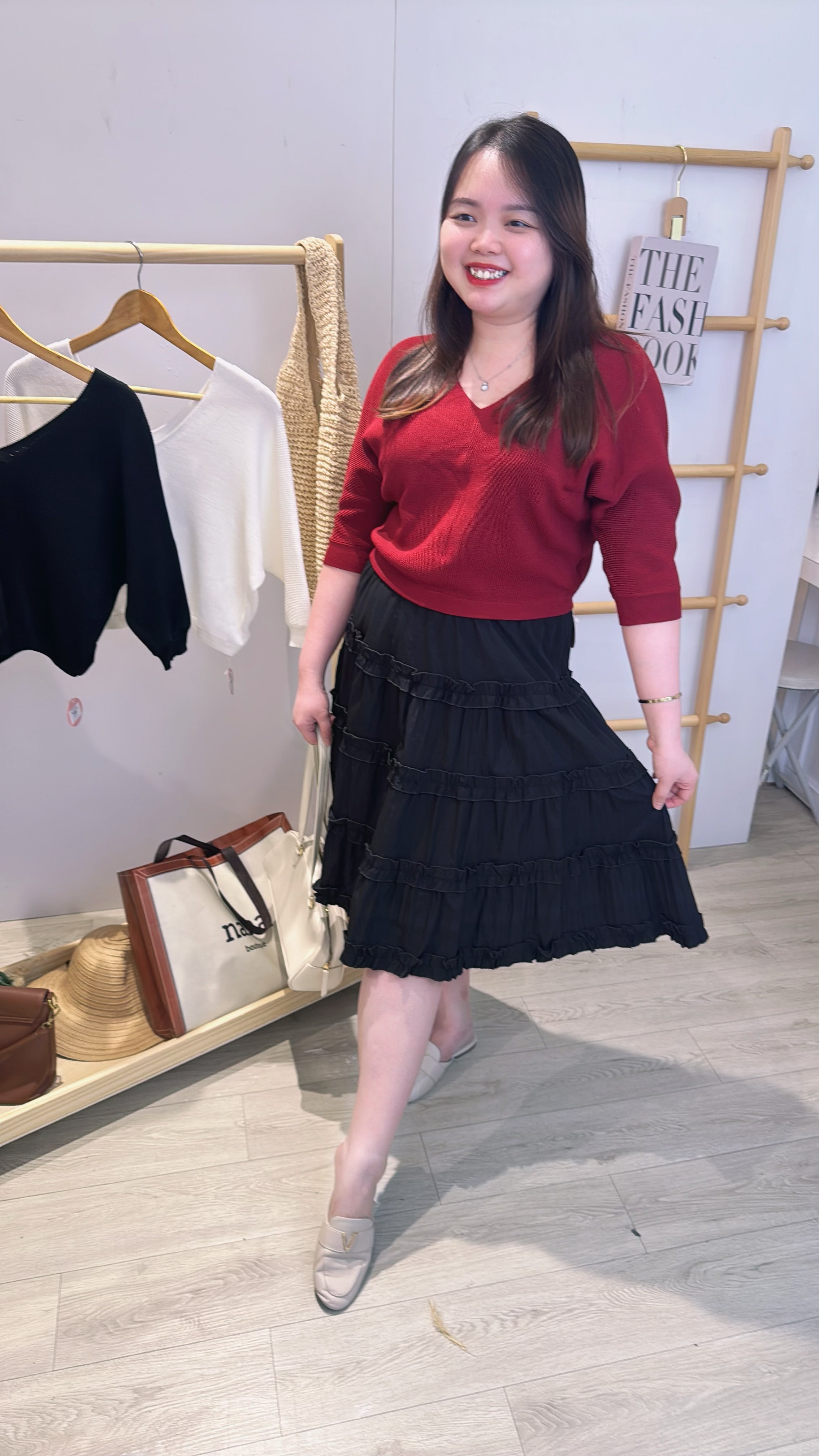 衬衫面料木耳边弹力蛋糕半裙