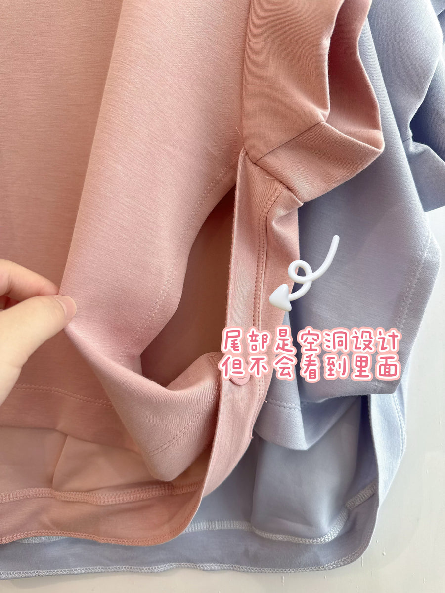 太空棉前短后长旁开纽上衣