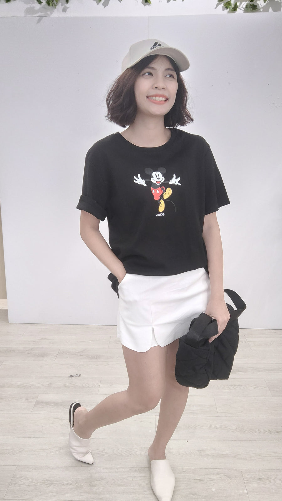前后米奇图案T-shirt