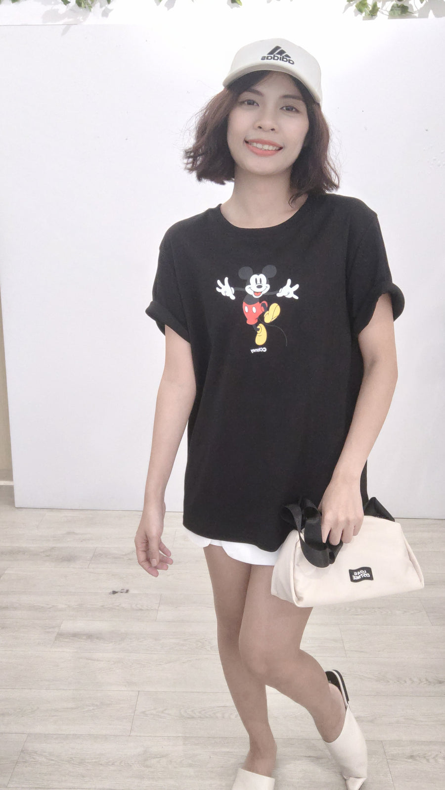 前后米奇图案T-shirt