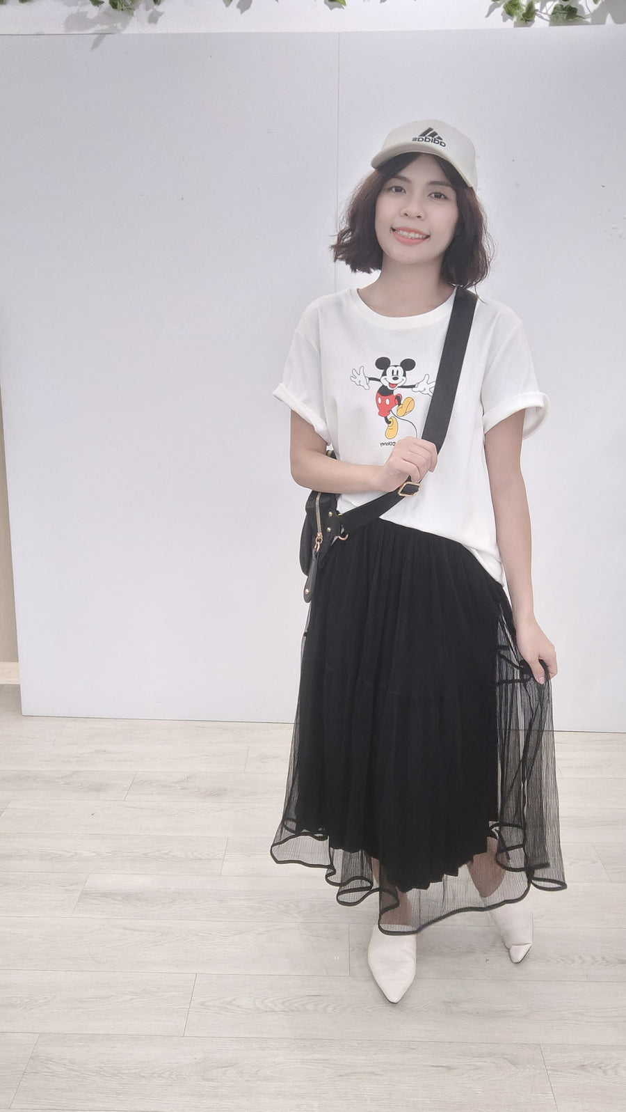 前后米奇图案T-shirt