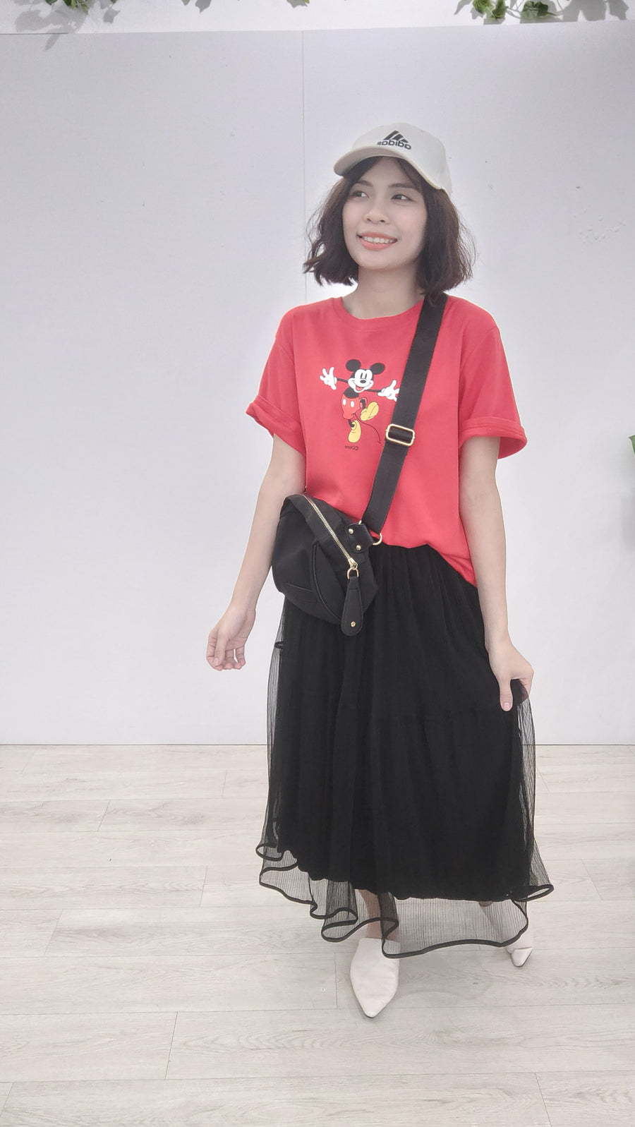 前后米奇图案T-shirt