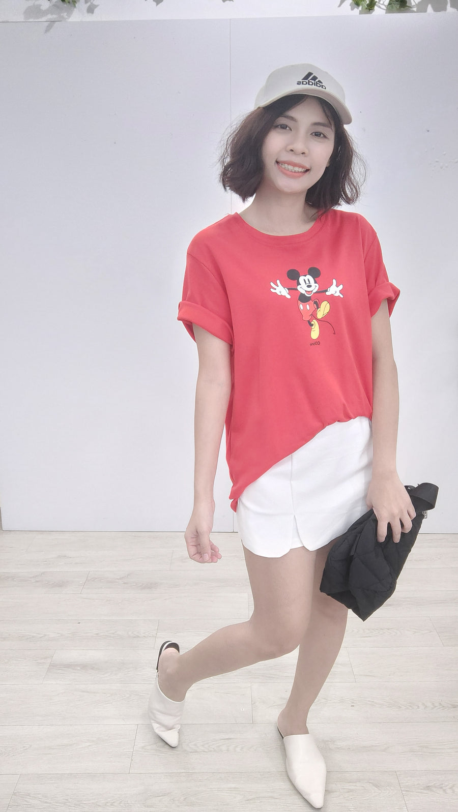 前后米奇图案T-shirt