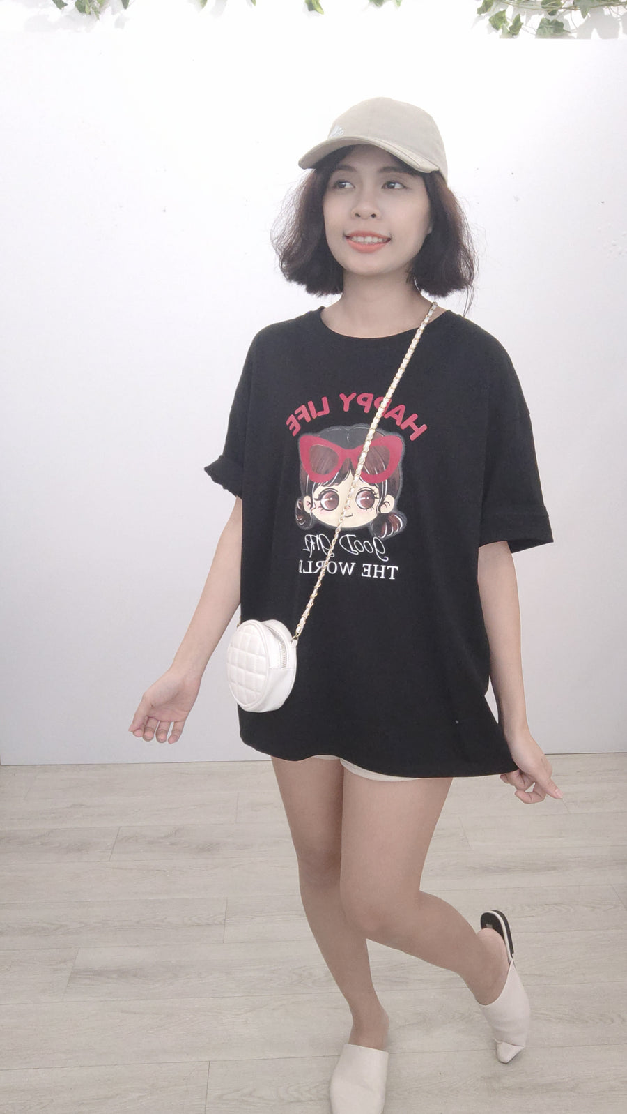 可爱女孩图案Over T